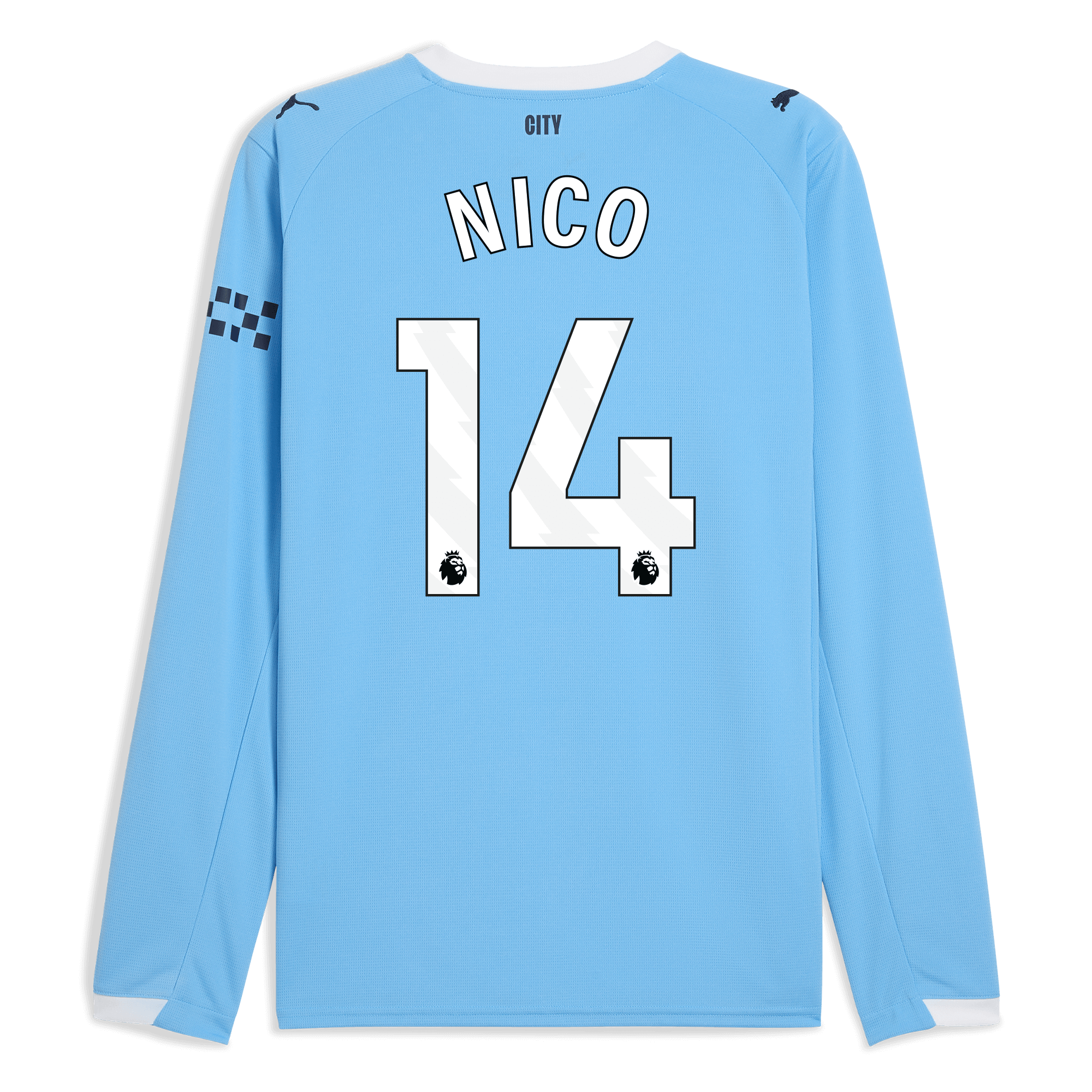 manchester city home jersey 202526 long sleeve with nico 14 printing Manchester City Shirts | Official Team Gear