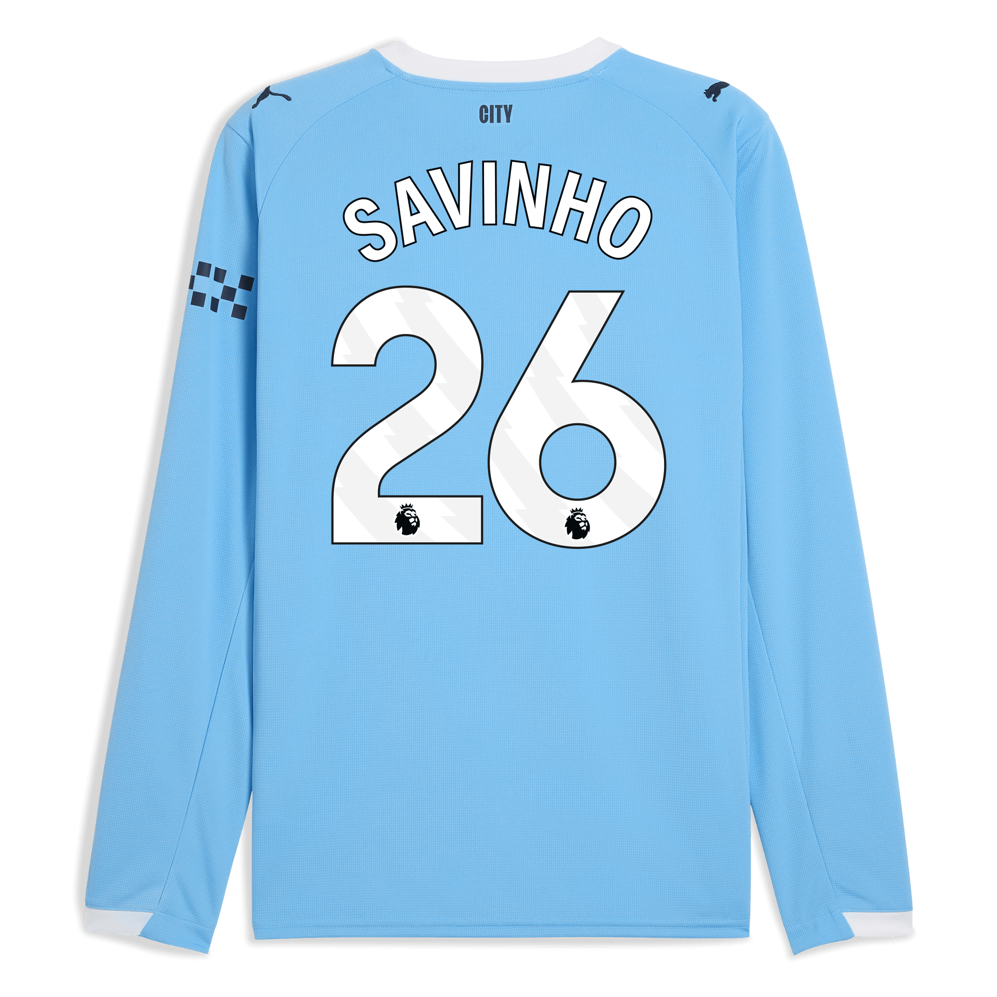 manchester city home jersey 202526 long sleeve with savinho 26 printing Manchester City Shirts | Official Team Gear