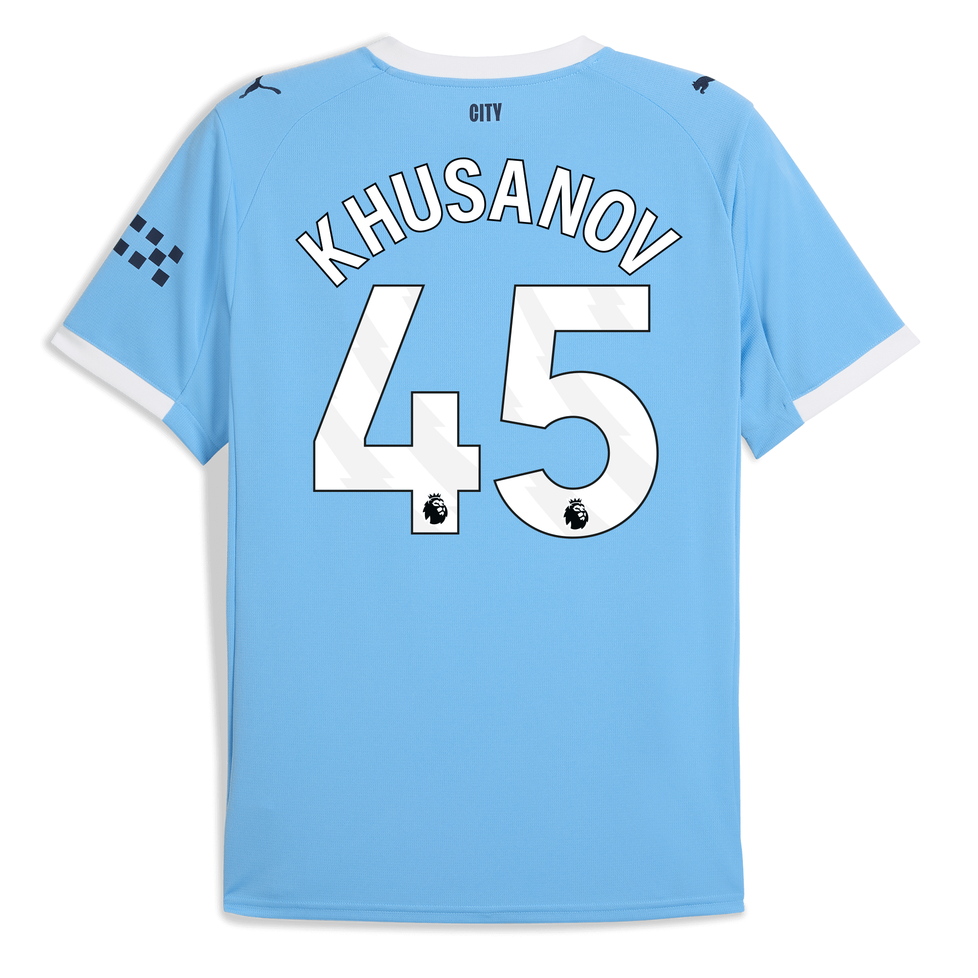 manchester city home jersey 202526 with khusanov 45 printing Manchester City Shirts | Official Team Gear