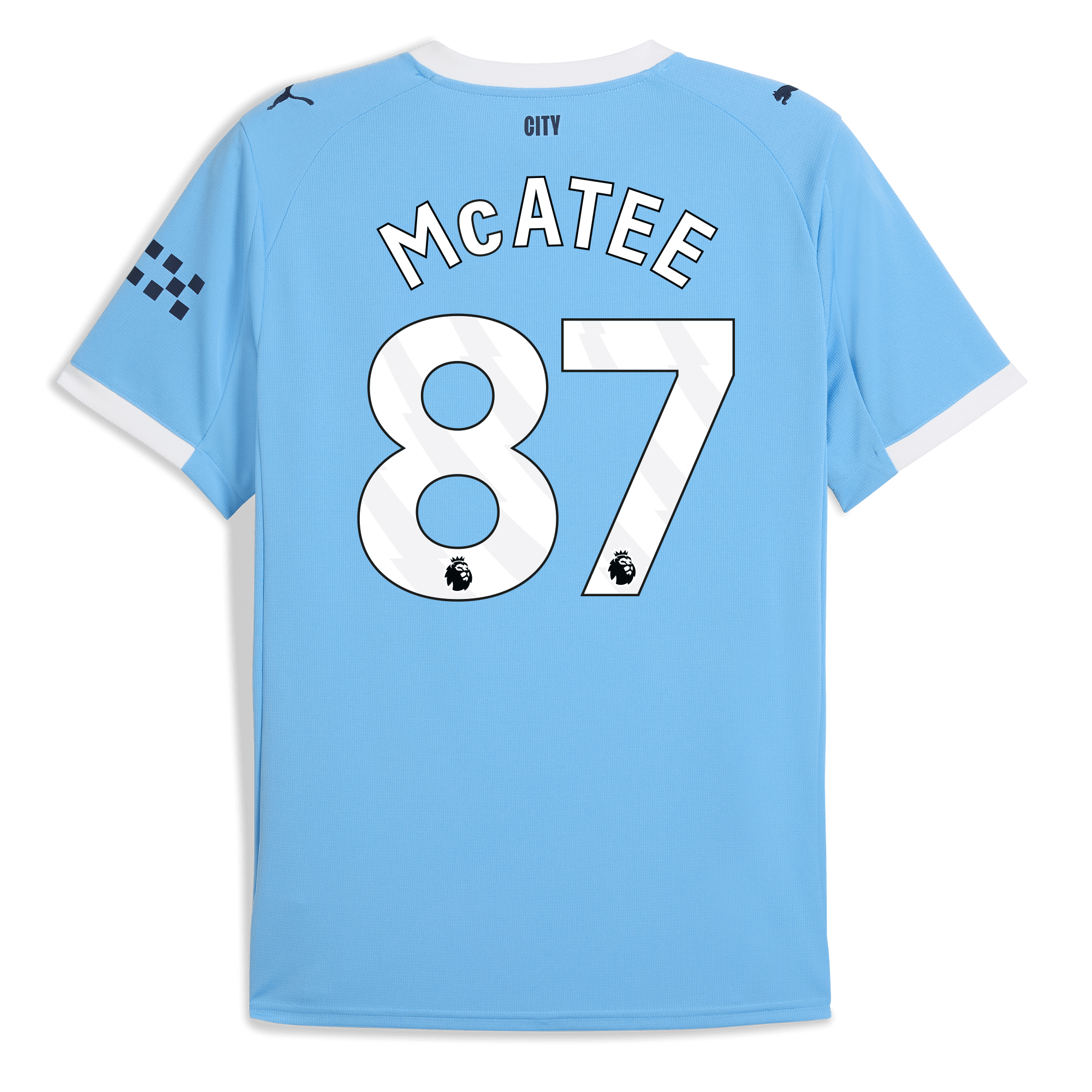 manchester city home jersey 202526 with mcatee 87 printing Manchester City Shirts | Official Team Gear
