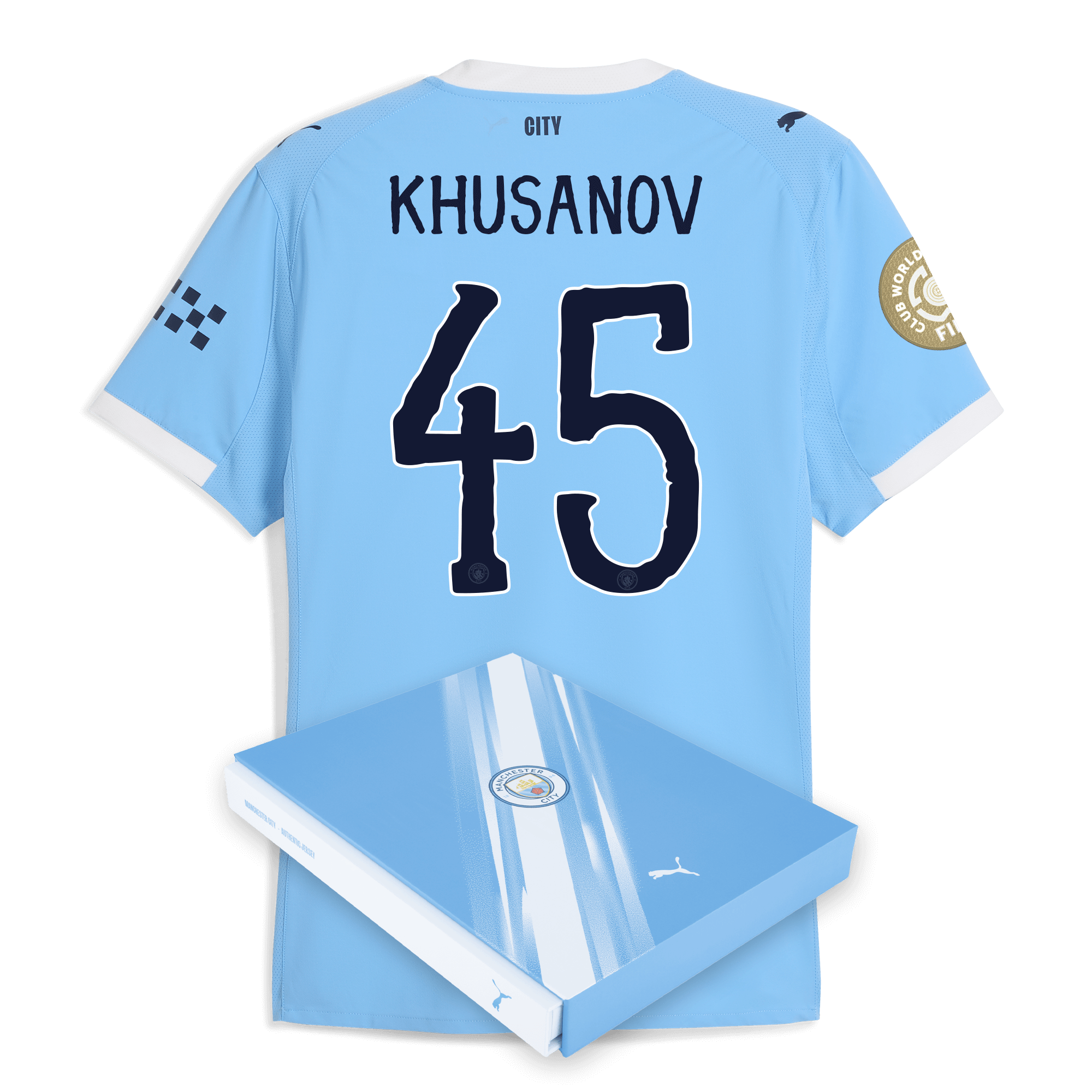 manchester city kidsuper club world cup home authentic jersey 202526 with khusanov 45 printing in gift box Manchester City Shirts | Official Team Gear