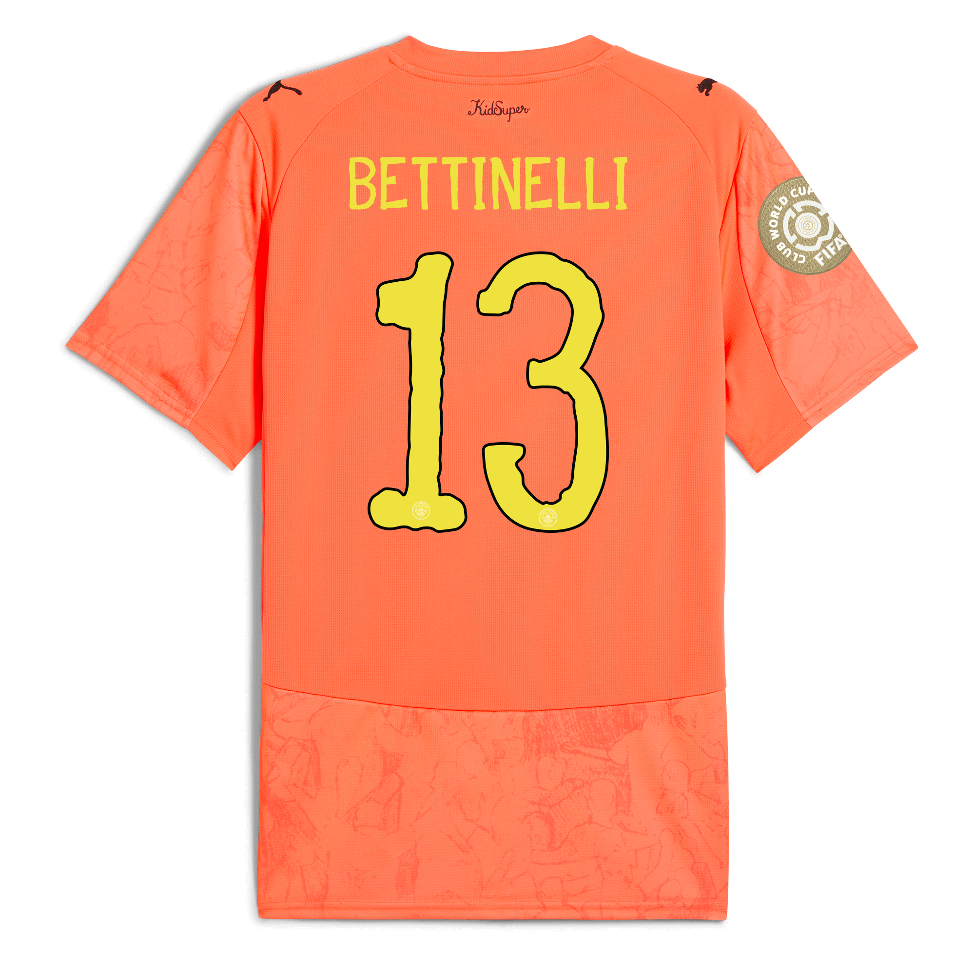 manchester city kidsuper club world cup jersey orange 202526 with bettinelli 13 printing Manchester City Shirts | Official Team Gear