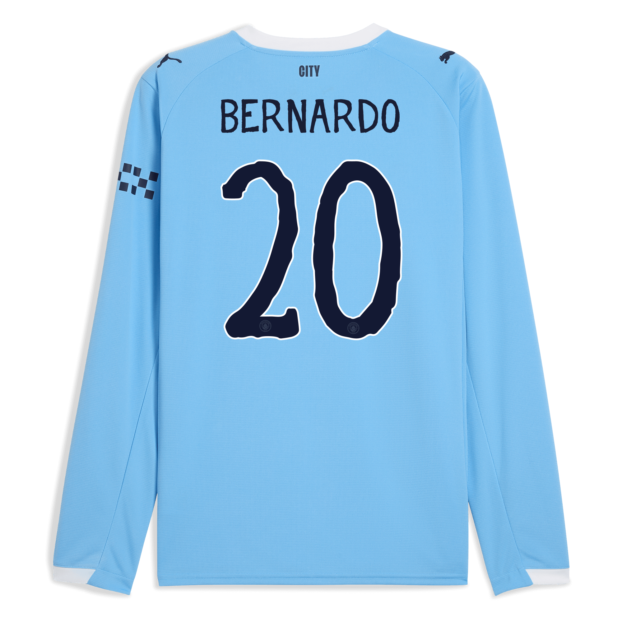 manchester city kidsuper home jersey 202526 long sleeve with bernardo 20 printing Manchester City Shirts | Official Team Gear