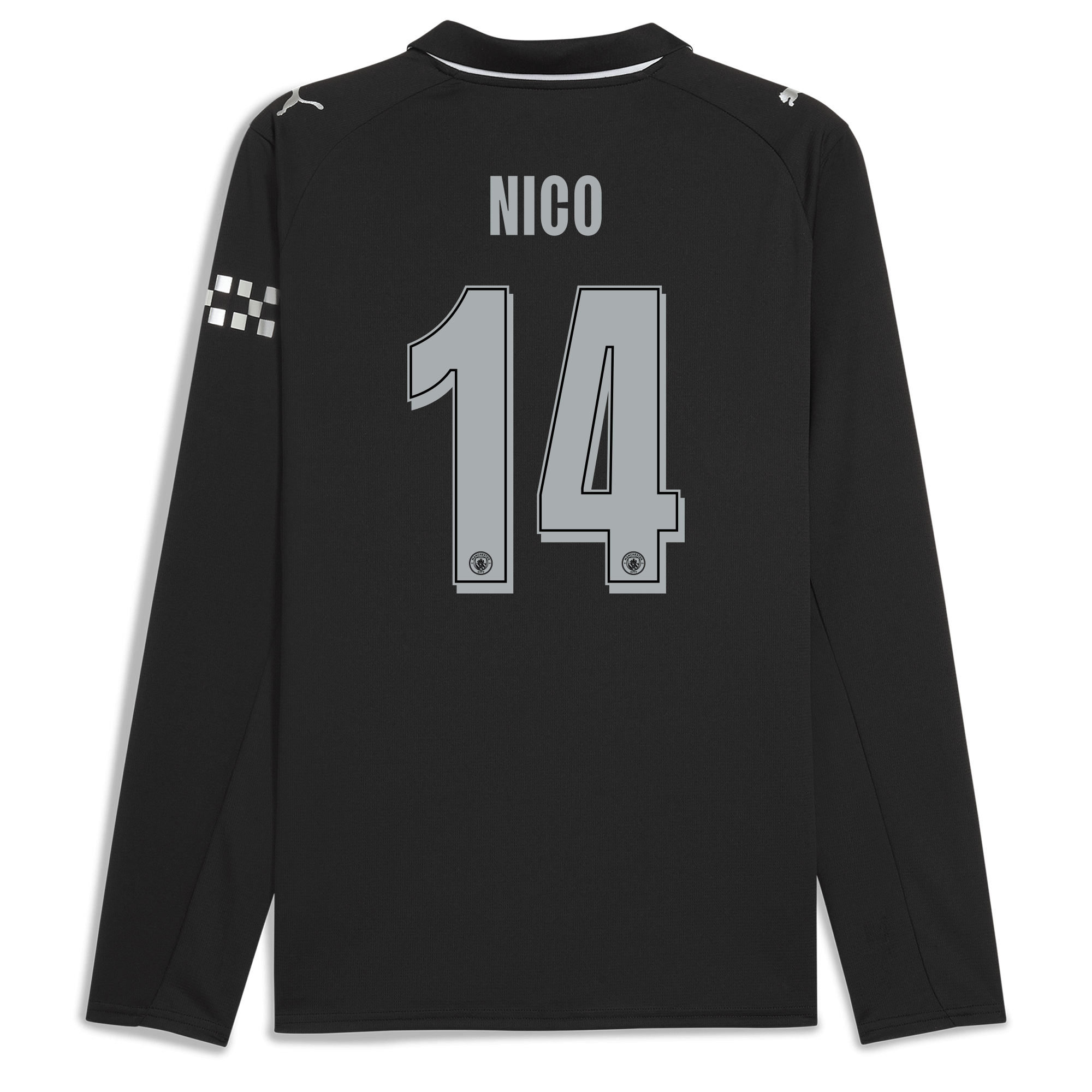 manchester city man city away jersey 202526 long sleeve with nico 14 printing Manchester City Shirts | Official Team Gear