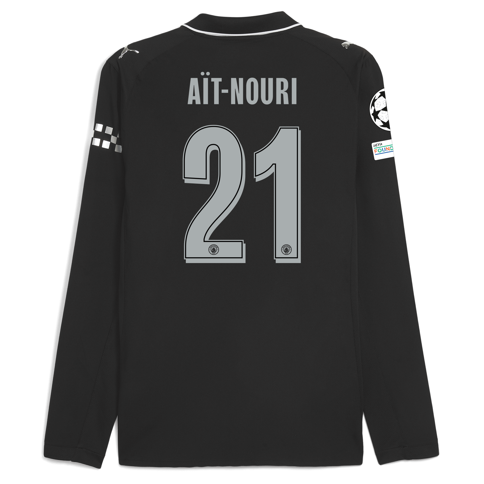 manchester city man city champions league away authentic jersey 202526 long sleeve with aÏt-nouri 21 printing Manchester City Shirts | Official Team Gear