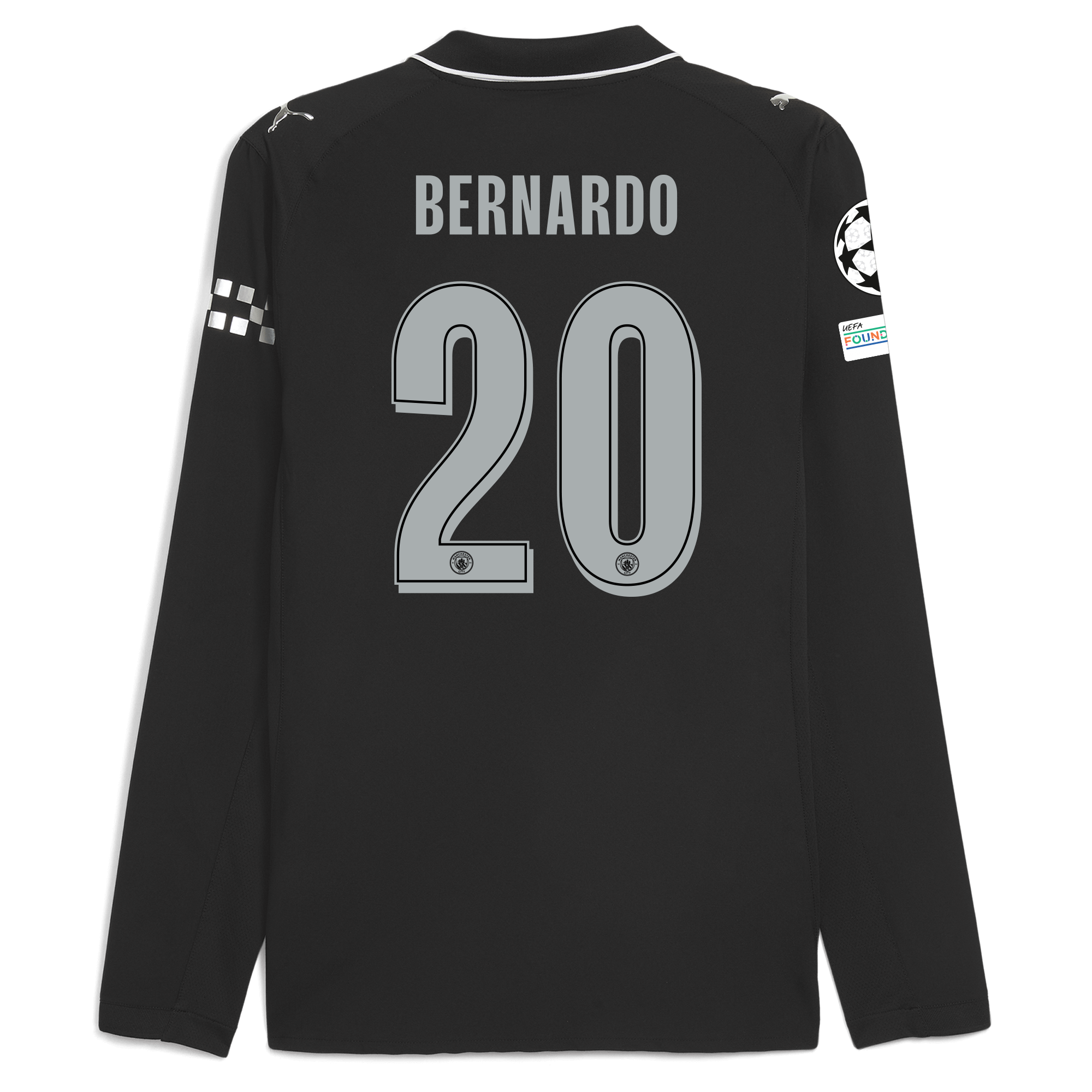 manchester city man city champions league away authentic jersey 202526 long sleeve with bernardo 20 printing Manchester City Shirts | Official Team Gear