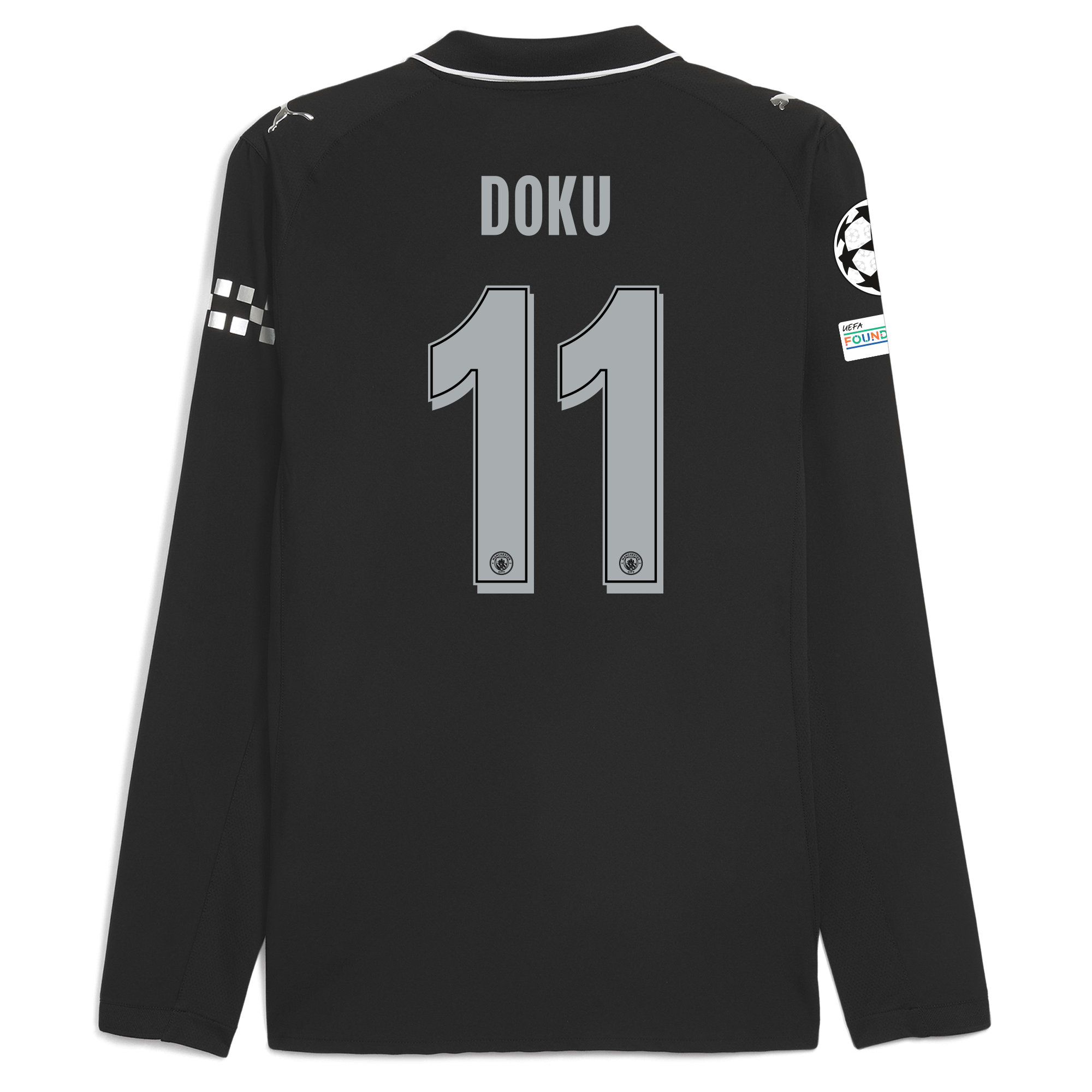 manchester city man city champions league away authentic jersey 202526 long sleeve with doku 11 printing Manchester City Shirts | Official Team Gear