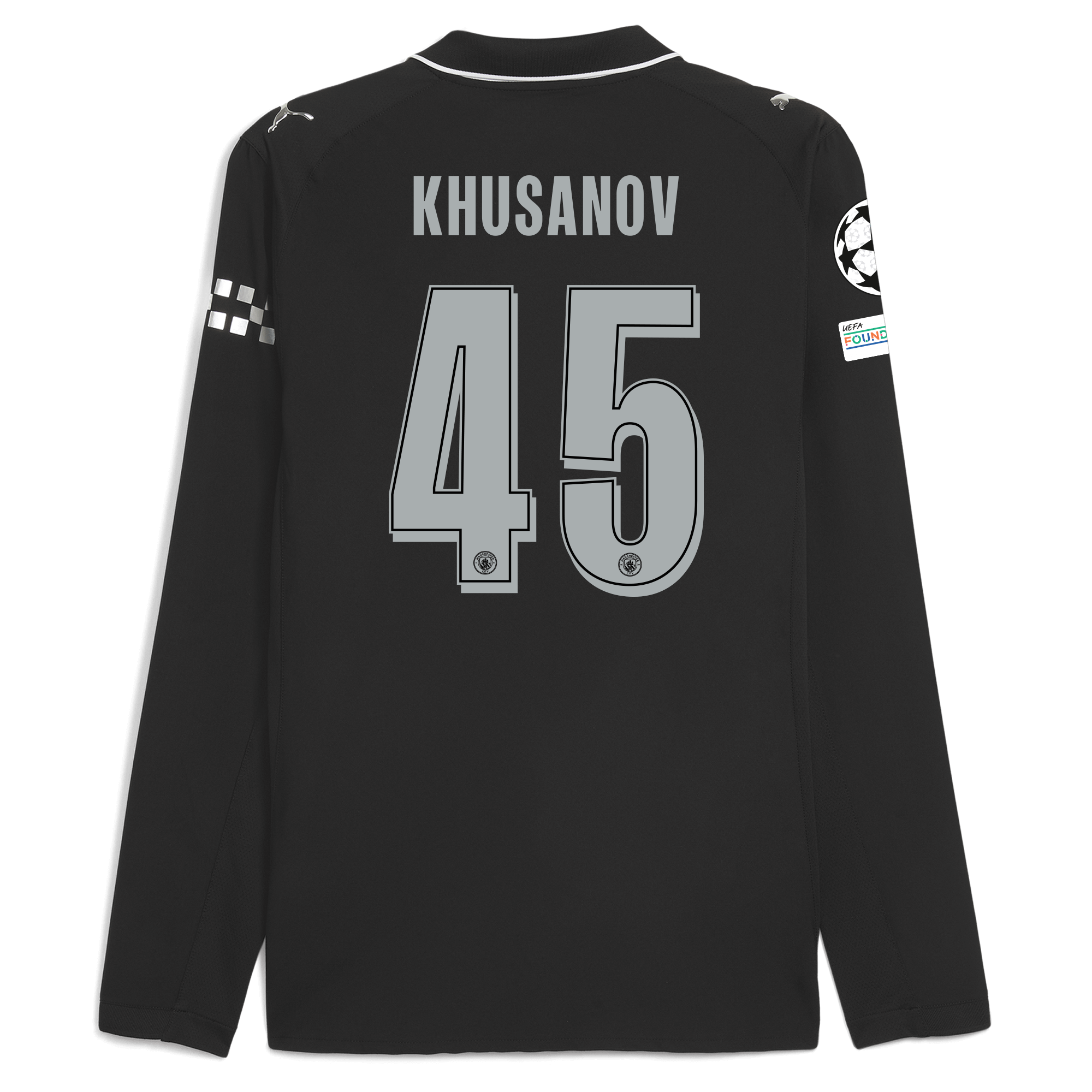 manchester city man city champions league away authentic jersey 202526 long sleeve with khusanov 45 printing Manchester City Shirts | Official Team Gear