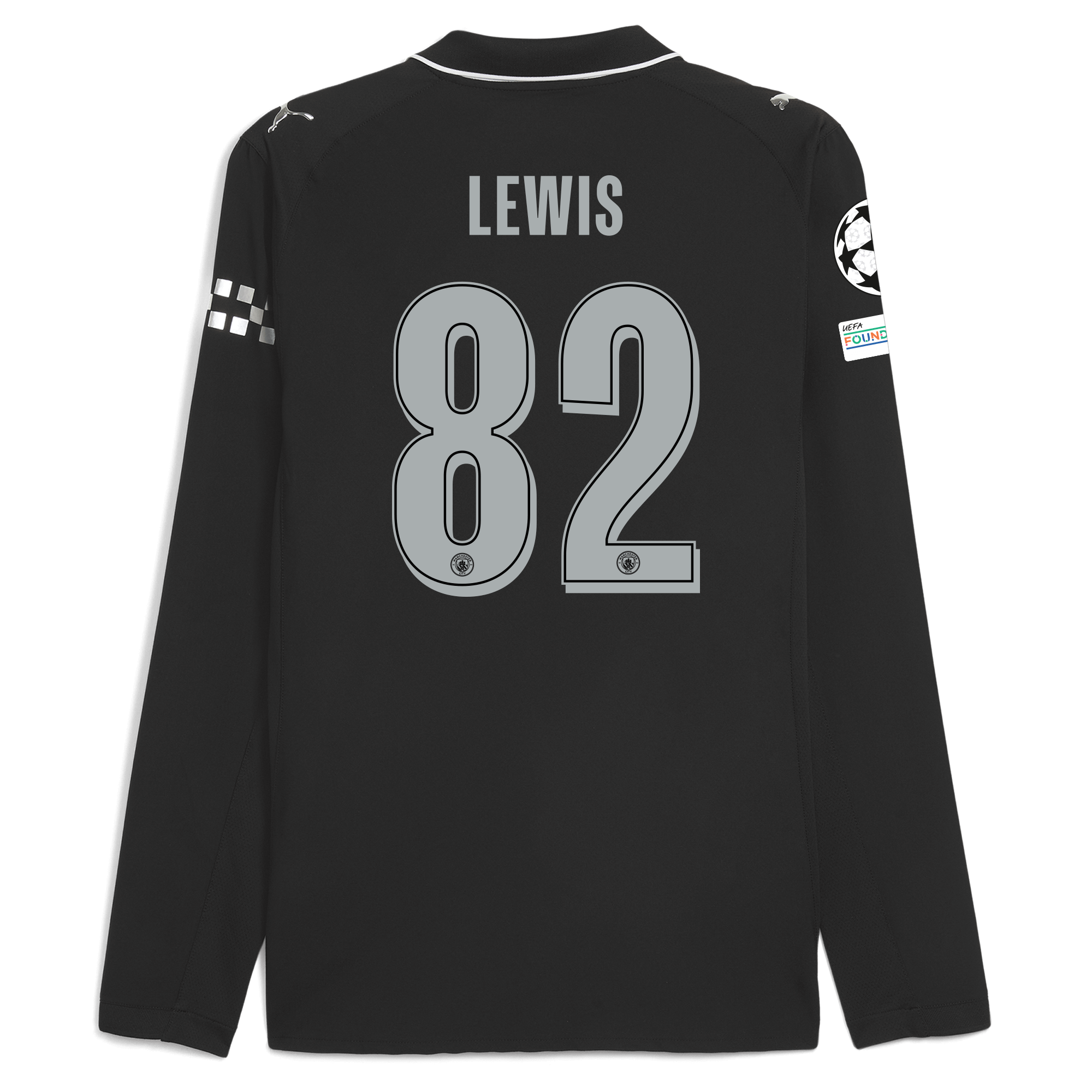 manchester city man city champions league away authentic jersey 202526 long sleeve with lewis 82 printing Manchester City Shirts | Official Team Gear