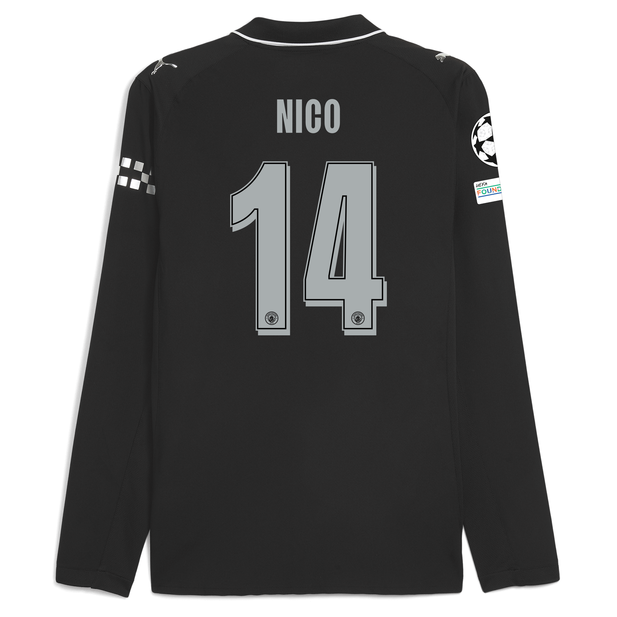 manchester city man city champions league away authentic jersey 202526 long sleeve with nico 14 printing Manchester City Shirts | Official Team Gear