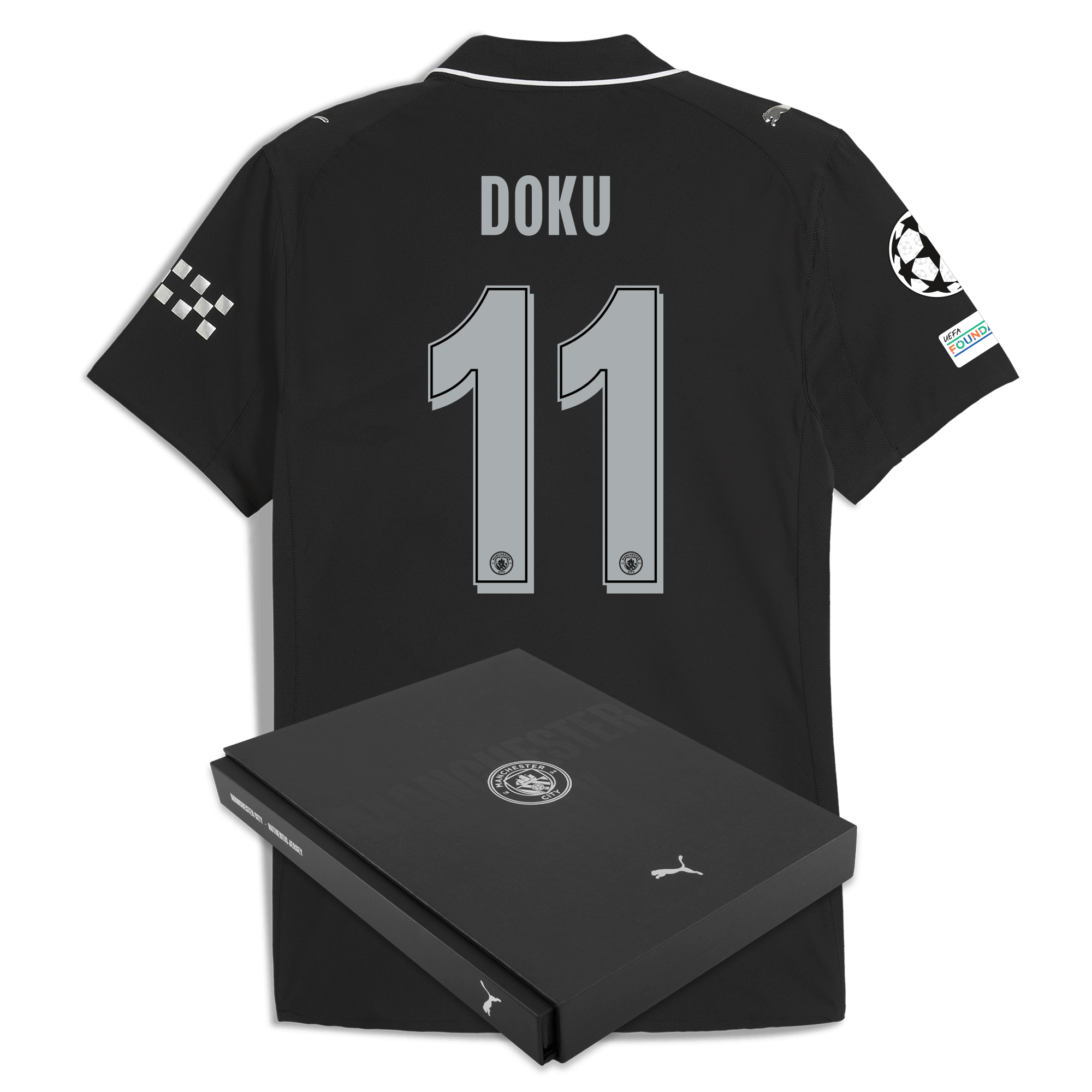 manchester city man city champions league away authentic jersey 202526 with doku 11 printing in gift box Manchester City Shirts | Official Team Gear