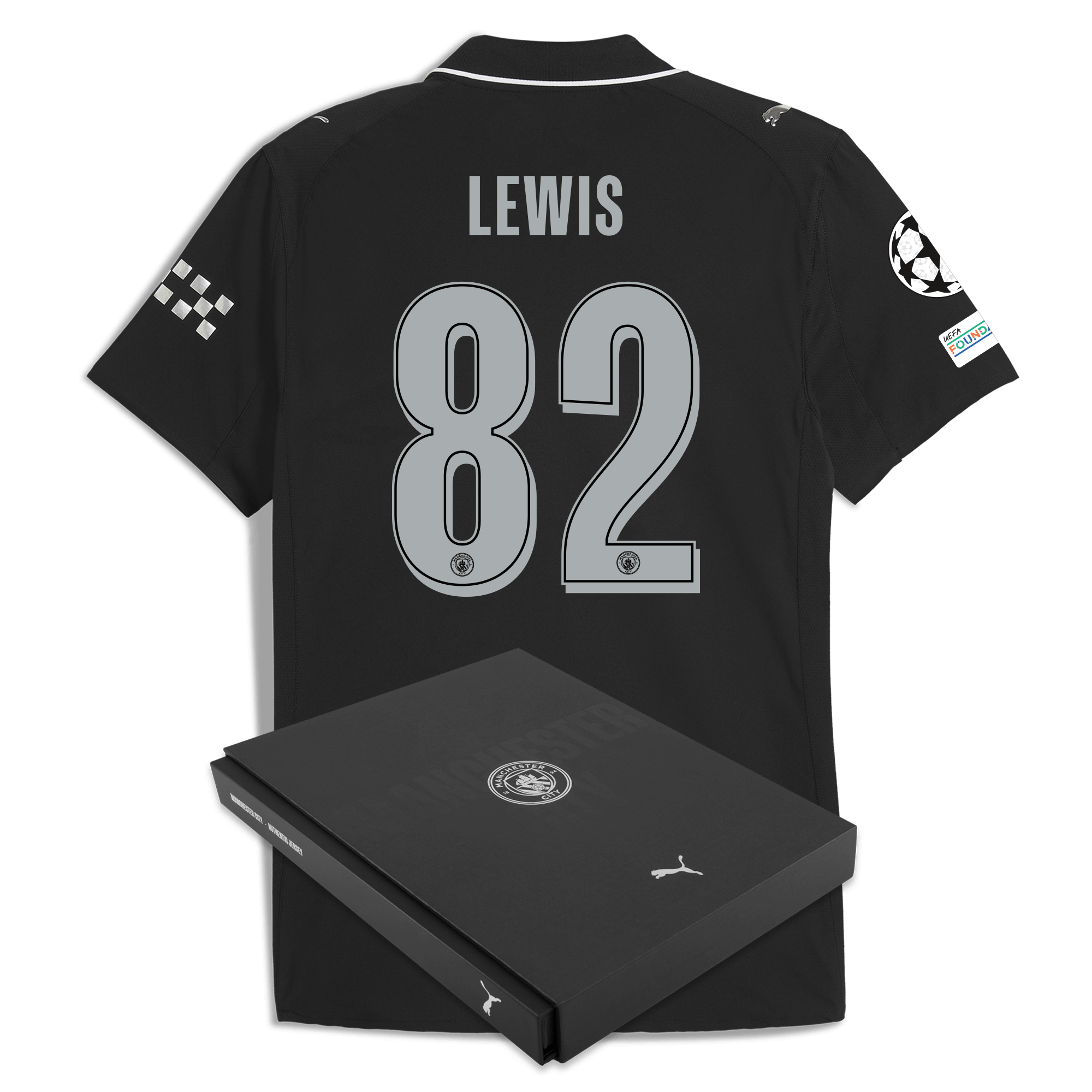 manchester city man city champions league away authentic jersey 202526 with lewis 82 printing in gift box Manchester City Shirts | Official Team Gear