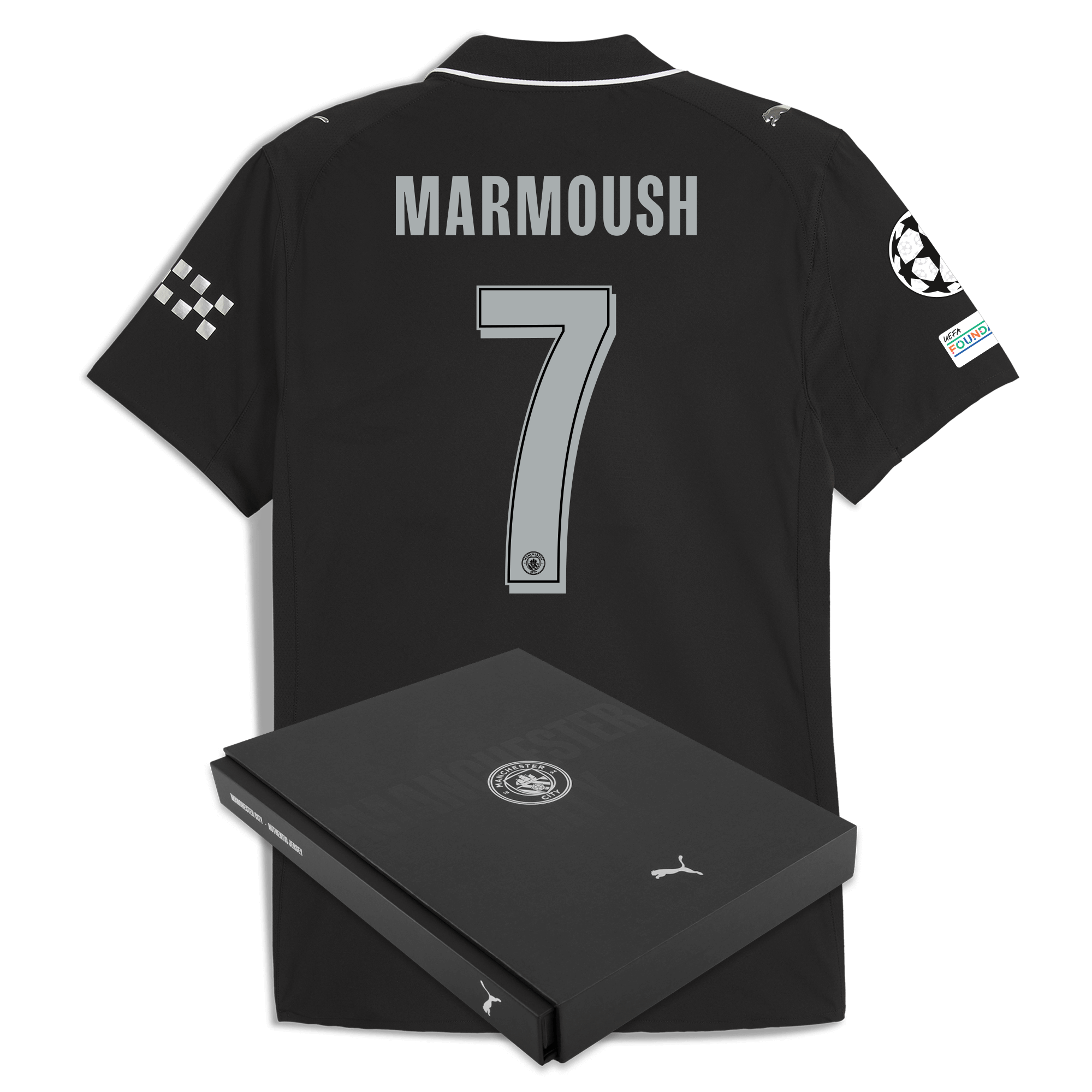 manchester city man city champions league away authentic jersey 202526 with marmoush 7 printing in gift box Manchester City Shirts | Official Team Gear