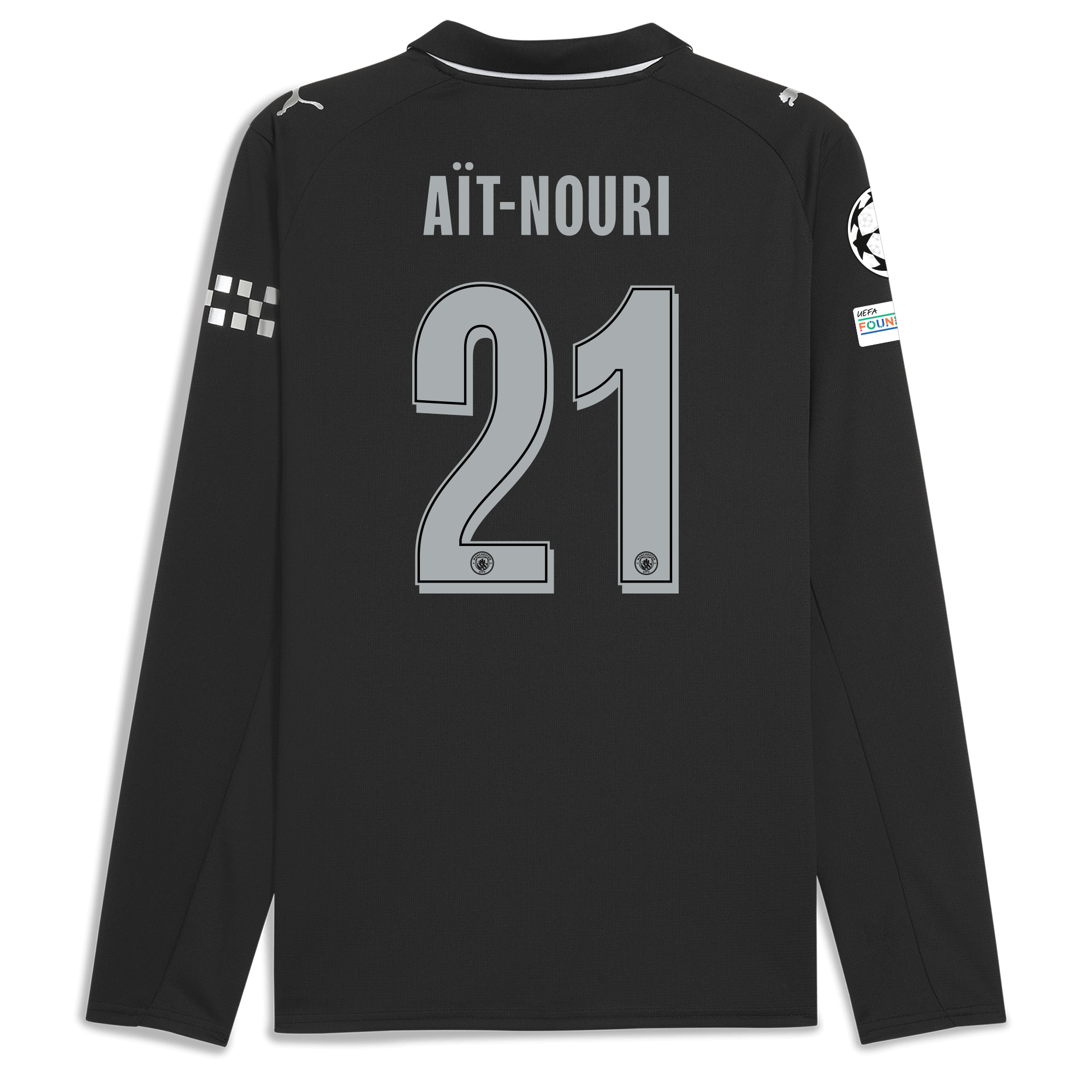 manchester city man city champions league away jersey 202526 long sleeve with aÏt-nouri 21 printing Manchester City Shirts | Official Team Gear