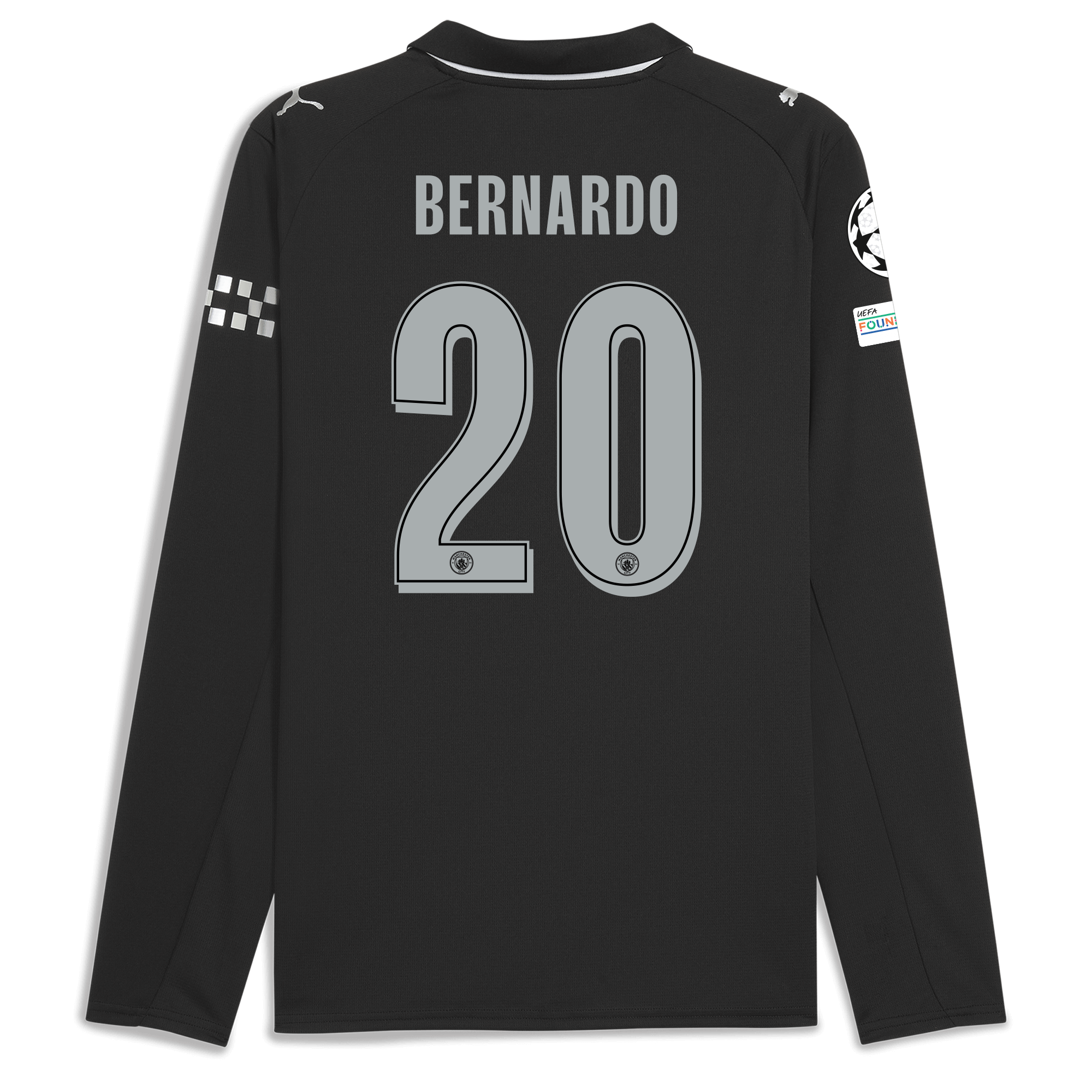 manchester city man city champions league away jersey 202526 long sleeve with bernardo 20 printing Manchester City Shirts | Official Team Gear