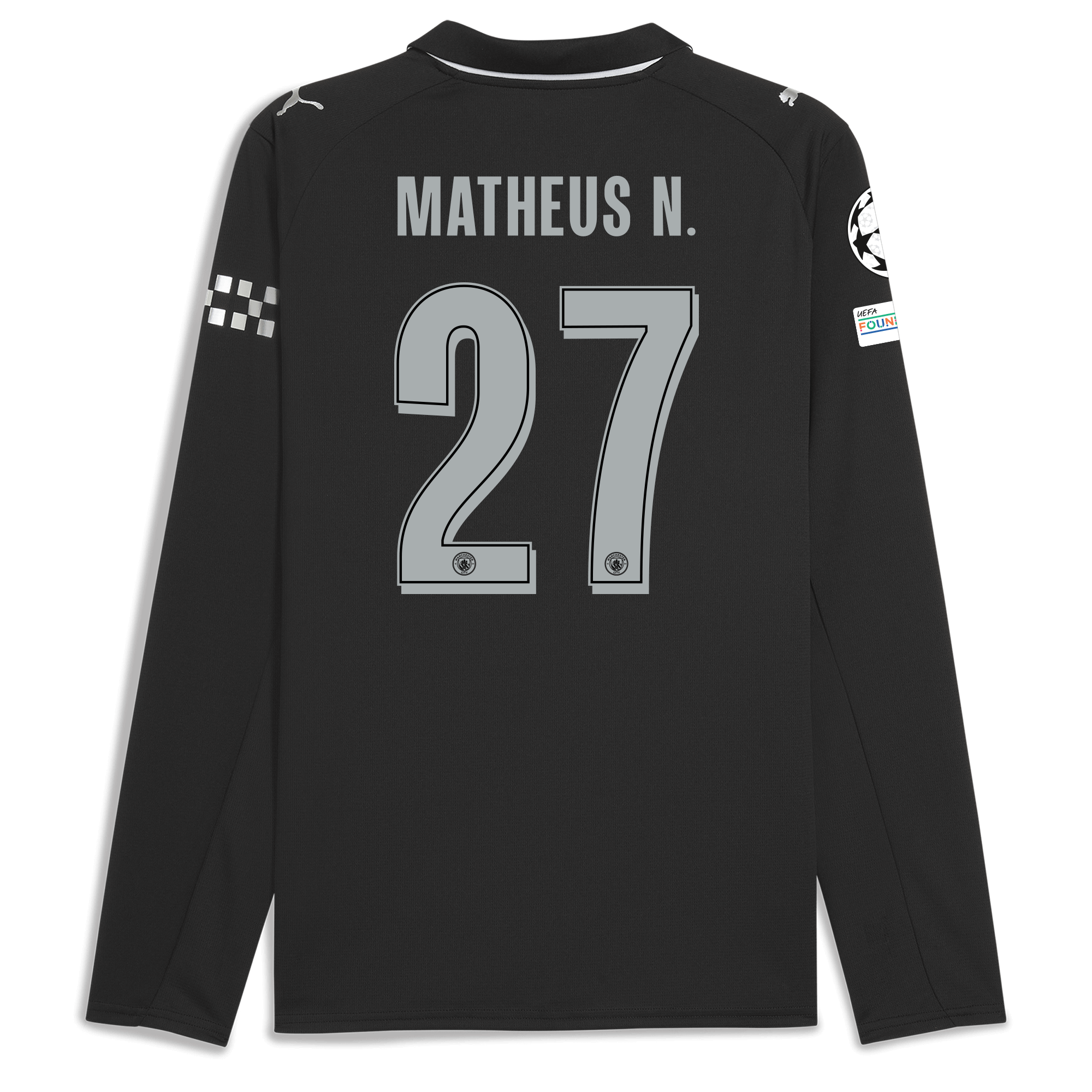 manchester city man city champions league away jersey 202526 long sleeve with matheus n. 27 printing Manchester City Shirts | Official Team Gear