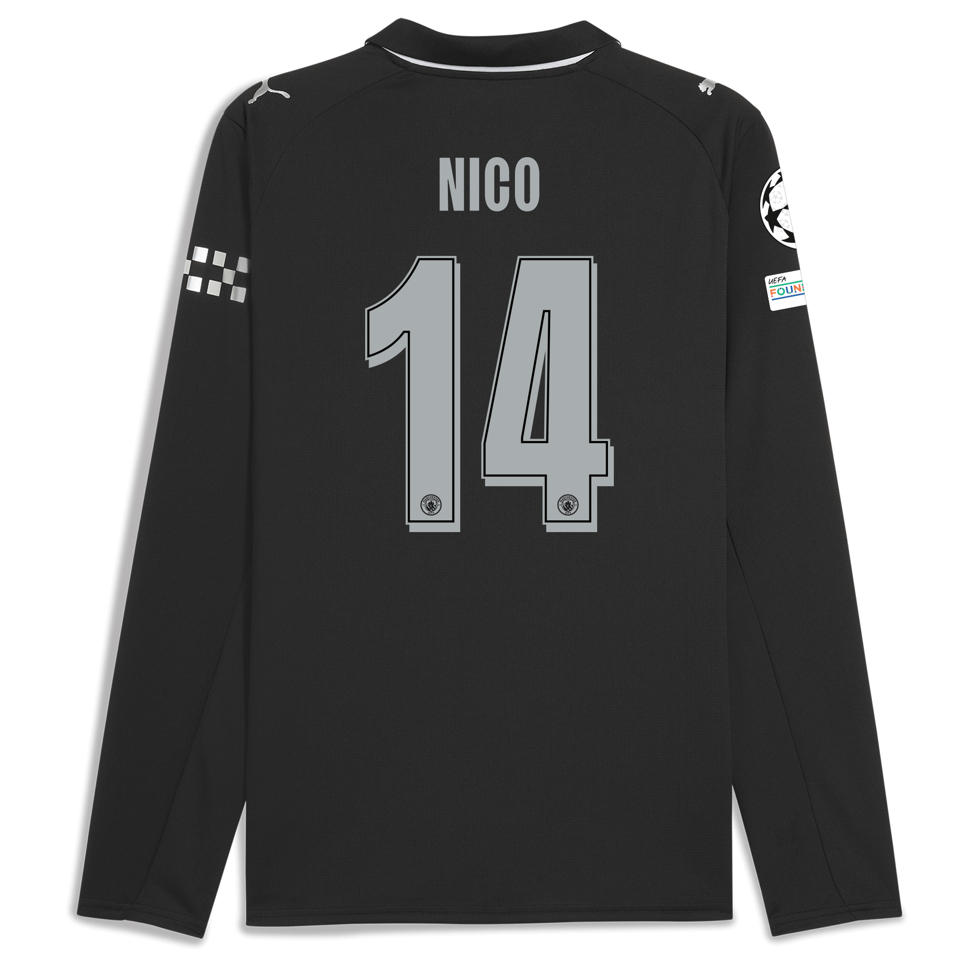 manchester city man city champions league away jersey 202526 long sleeve with nico 14 printing Manchester City Shirts | Official Team Gear