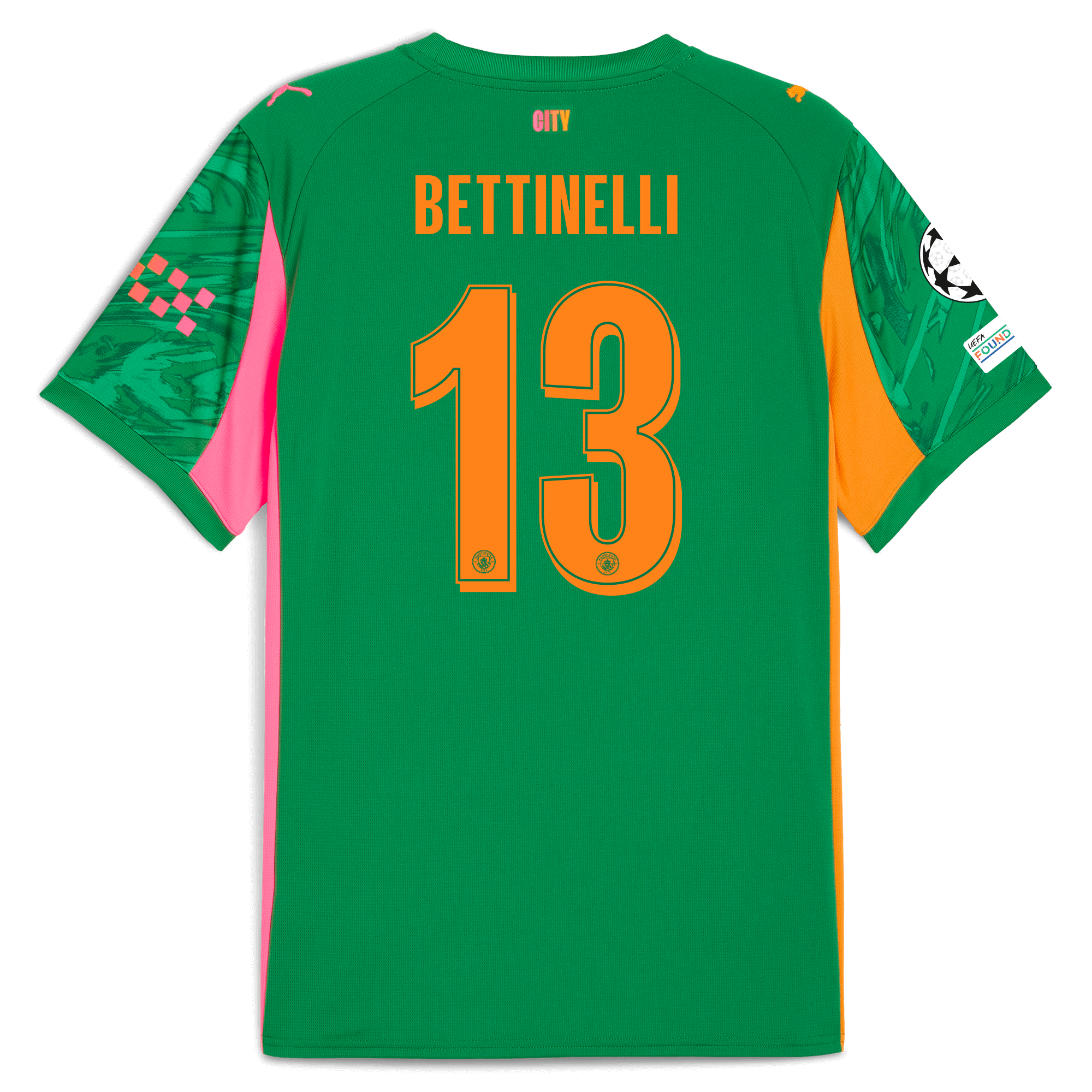 manchester city man city champions league goalkeeper jersey green 202526 with bettinelli 13 printing Manchester City Shirts | Official Team Gear