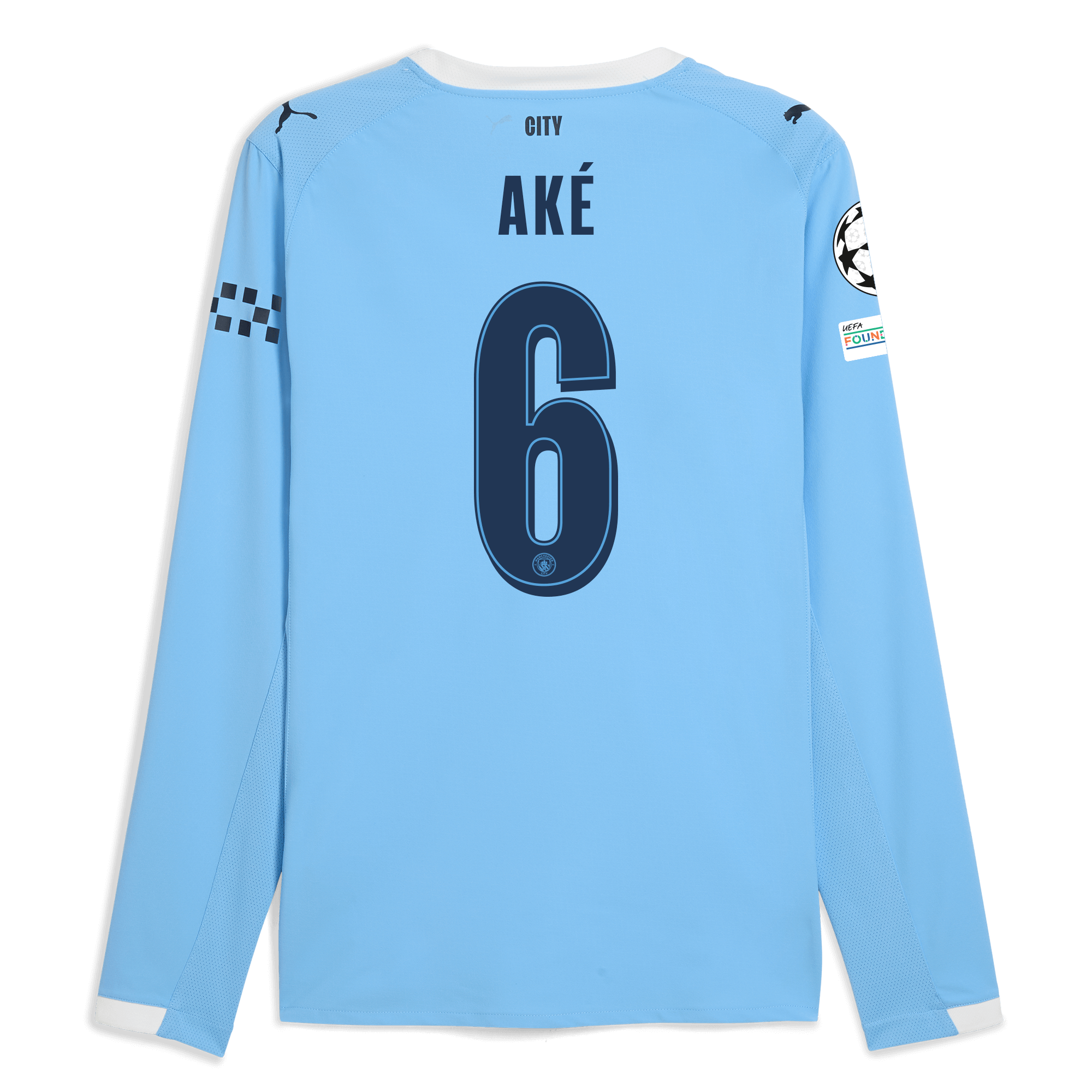 manchester city man city champions league home authentic jersey 202526 long sleeve with akÉ 6 printing Manchester City Shirts | Official Team Gear