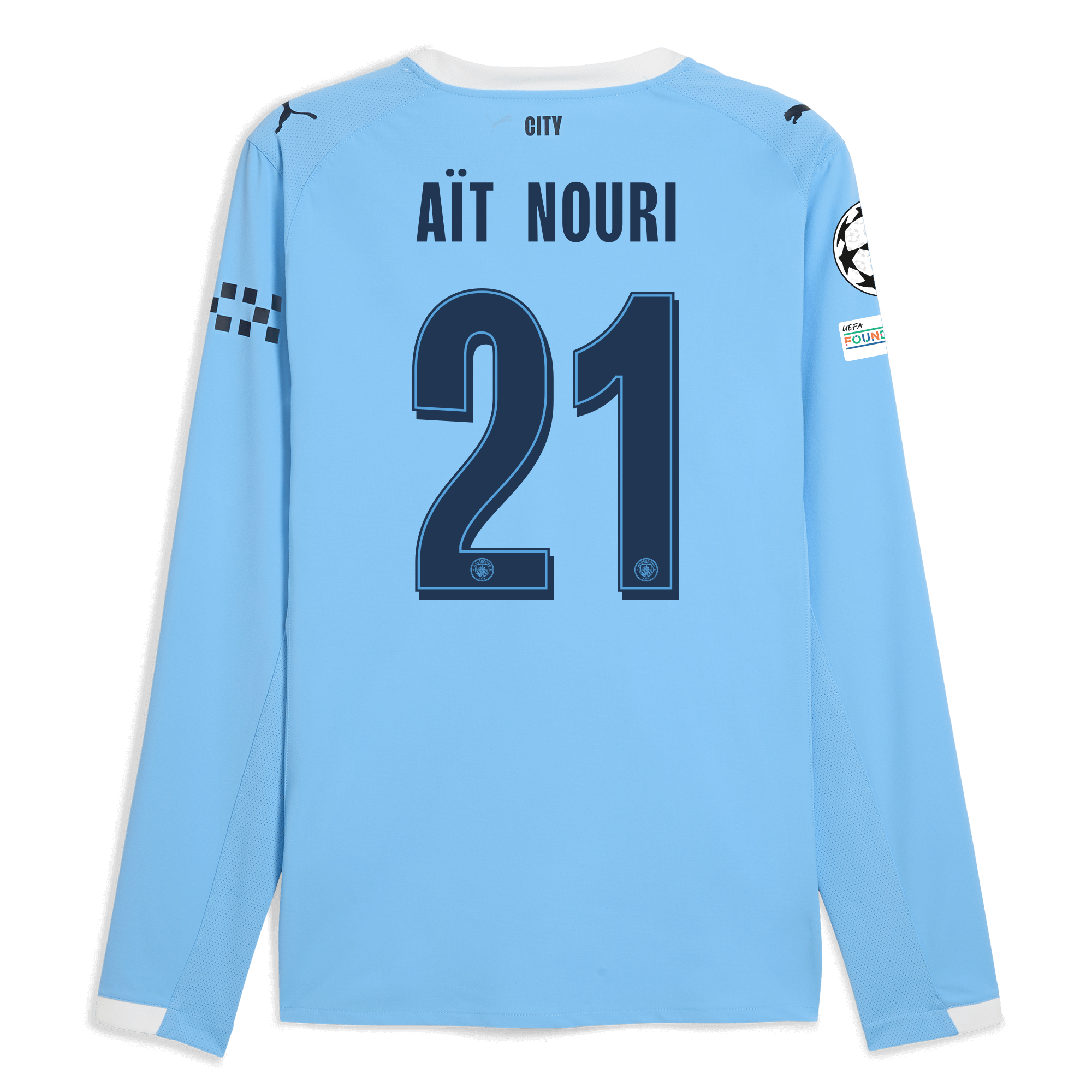 manchester city man city champions league home authentic jersey 202526 long sleeve with aÏt-nouri 21 printing Manchester City Shirts | Official Team Gear