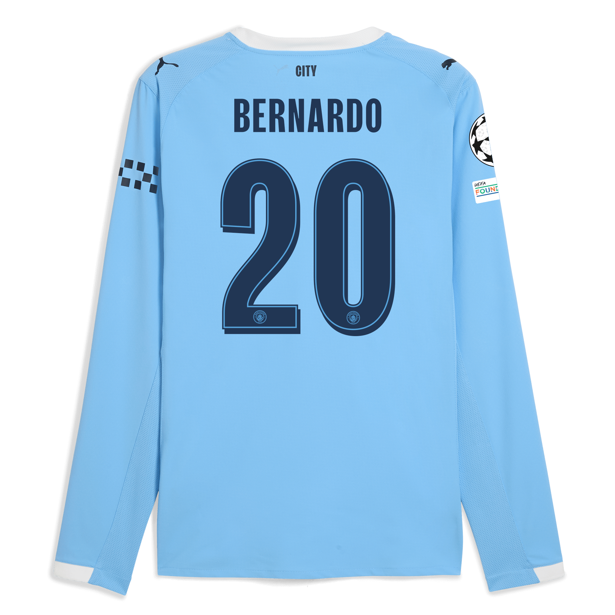 manchester city man city champions league home authentic jersey 202526 long sleeve with bernardo 20 printing Manchester City Shirts | Official Team Gear