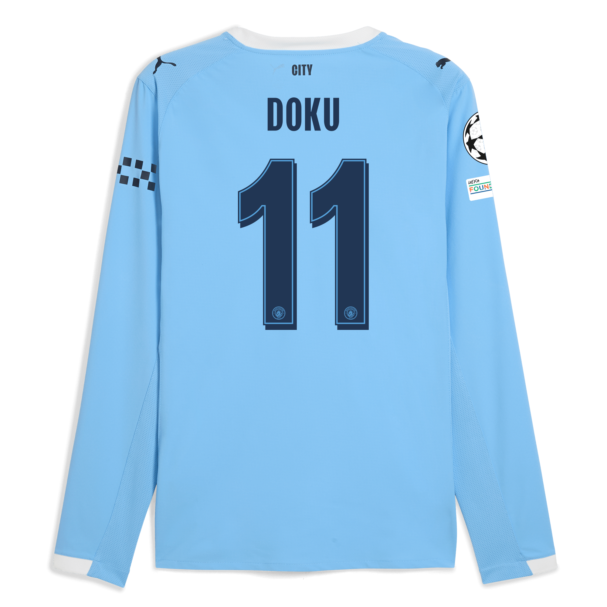 manchester city man city champions league home authentic jersey 202526 long sleeve with doku 11 printing Manchester City Shirts | Official Team Gear