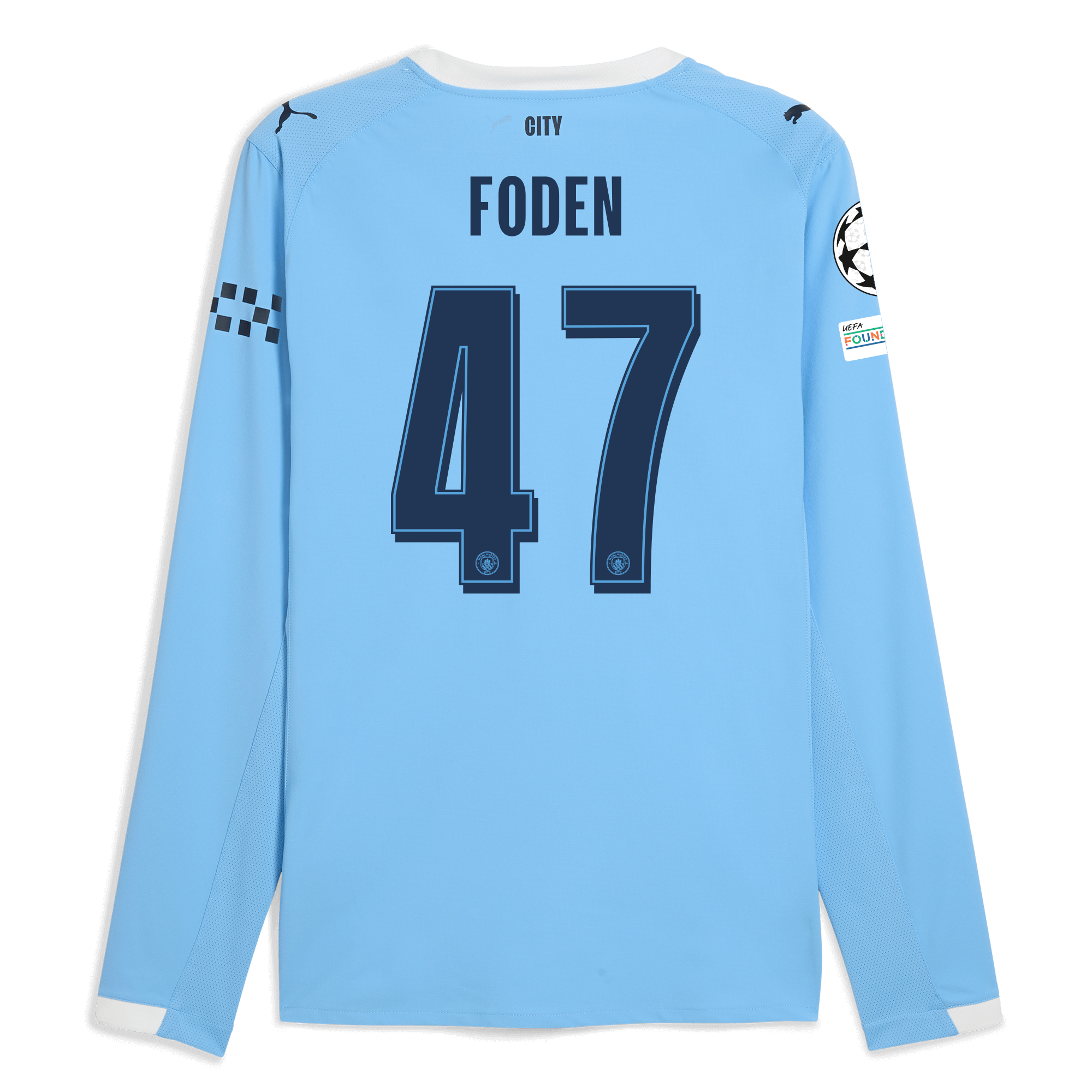 manchester city man city champions league home authentic jersey 202526 long sleeve with foden 47 printing Manchester City Shirts | Official Team Gear