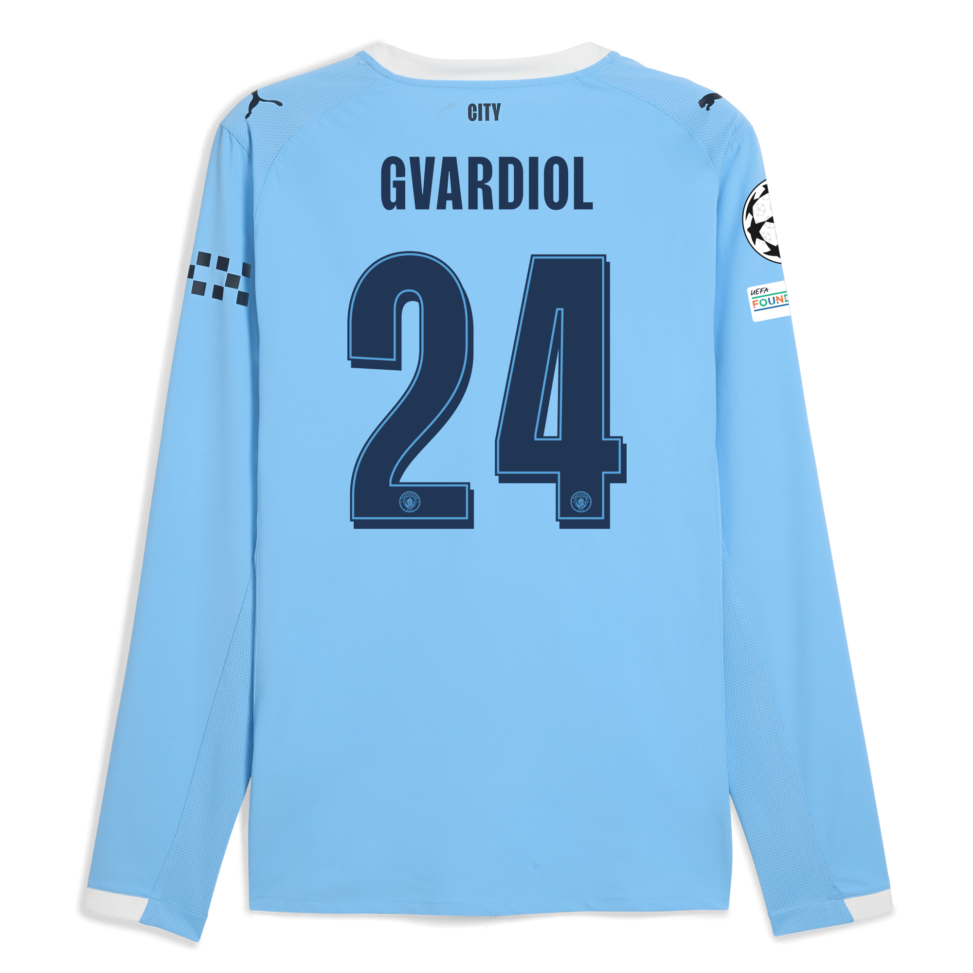 manchester city man city champions league home authentic jersey 202526 long sleeve with gvardiol 24 printing Manchester City Shirts | Official Team Gear