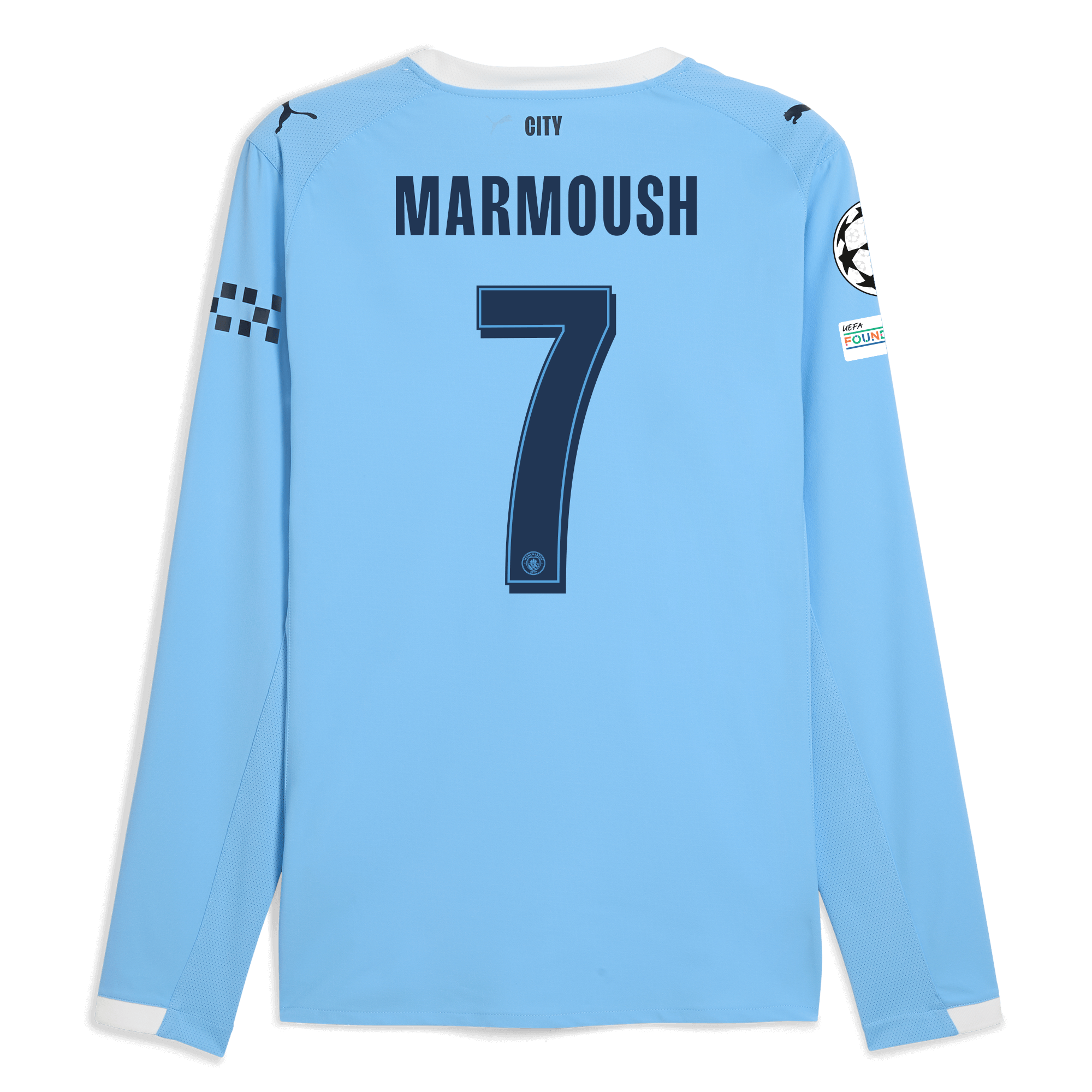 manchester city man city champions league home authentic jersey 202526 long sleeve with marmoush 7 printing Manchester City Shirts | Official Team Gear