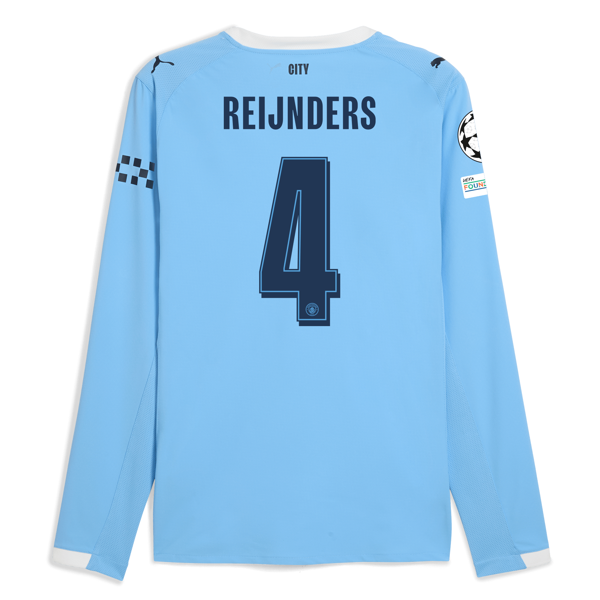 manchester city man city champions league home authentic jersey 202526 long sleeve with reijnders 4 printing Manchester City Shirts | Official Team Gear