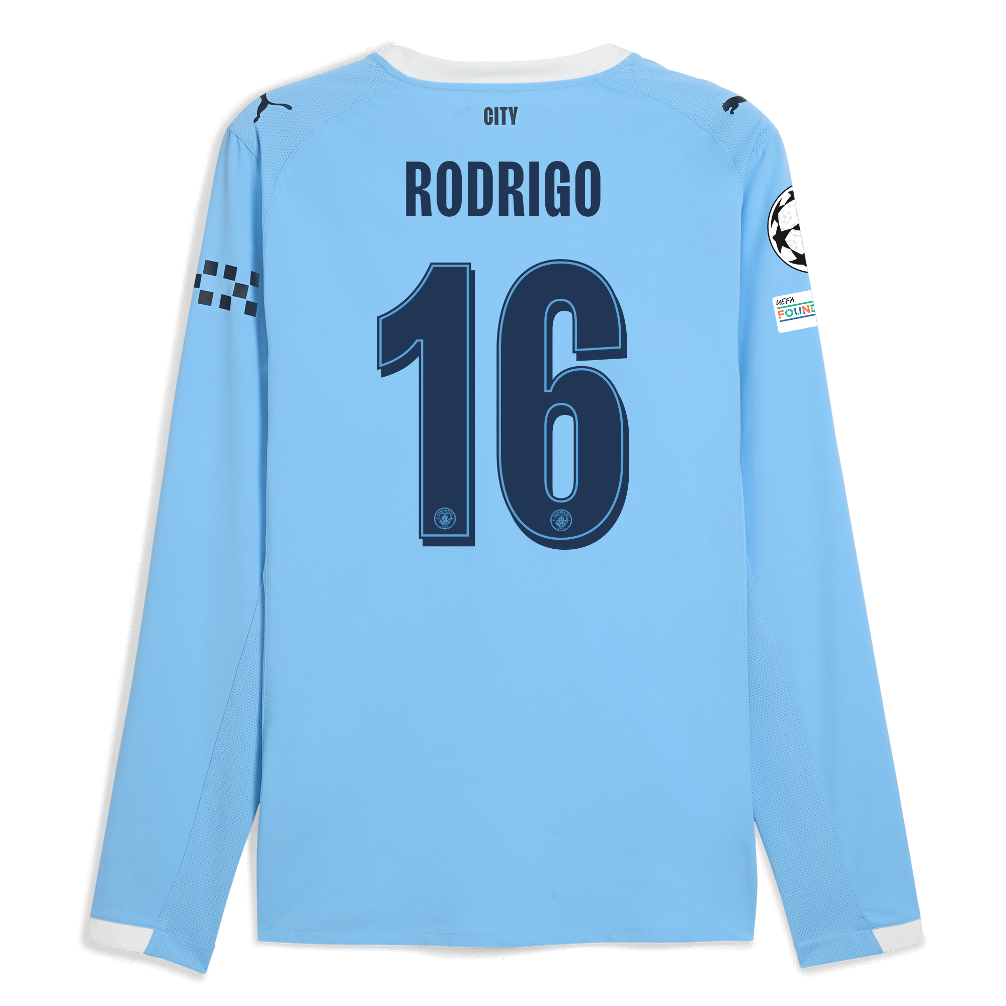 manchester city man city champions league home authentic jersey 202526 long sleeve with rodrigo 16 printing Manchester City Shirts | Official Team Gear