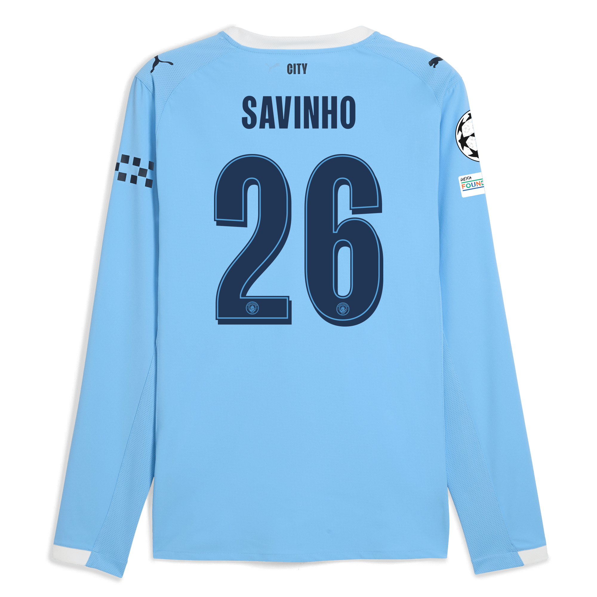 manchester city man city champions league home authentic jersey 202526 long sleeve with savinho 26 printing Manchester City Shirts | Official Team Gear