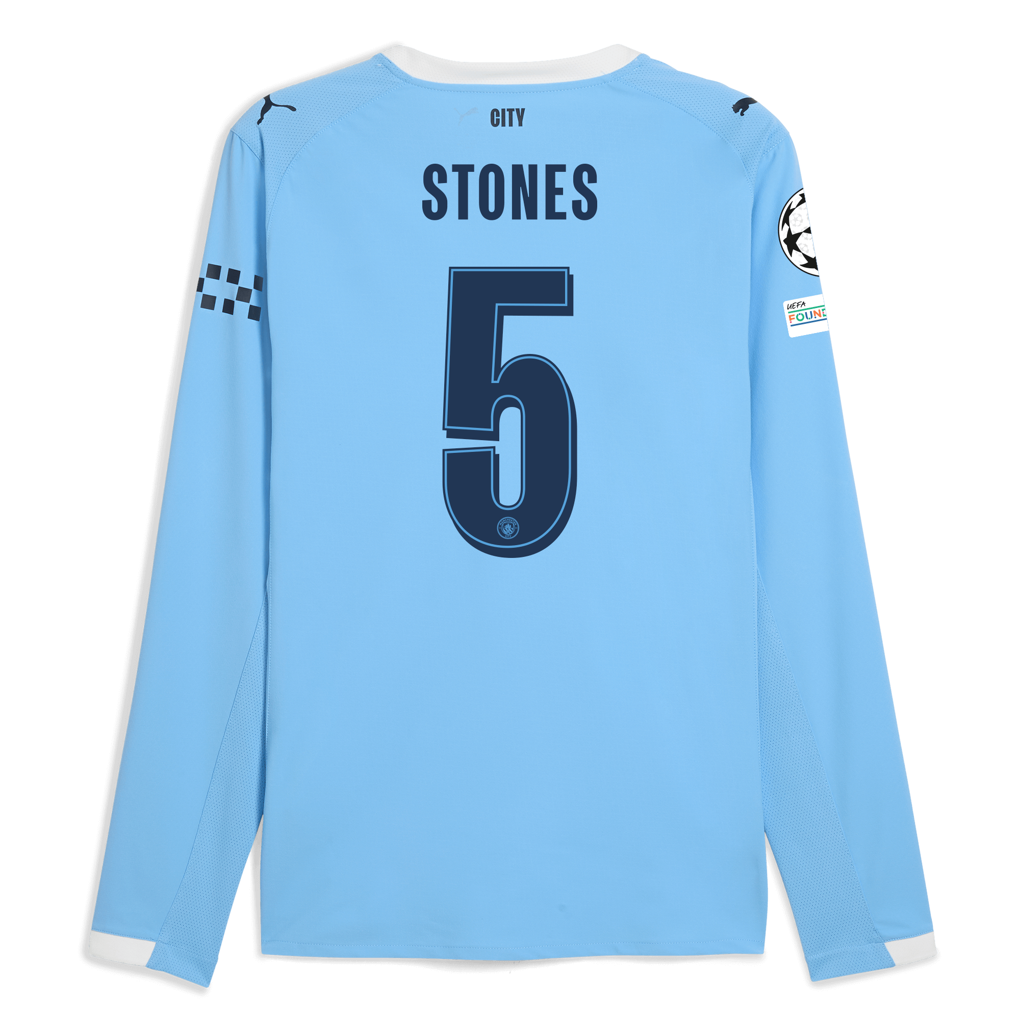 manchester city man city champions league home authentic jersey 202526 long sleeve with stones 5 printing Manchester City Shirts | Official Team Gear
