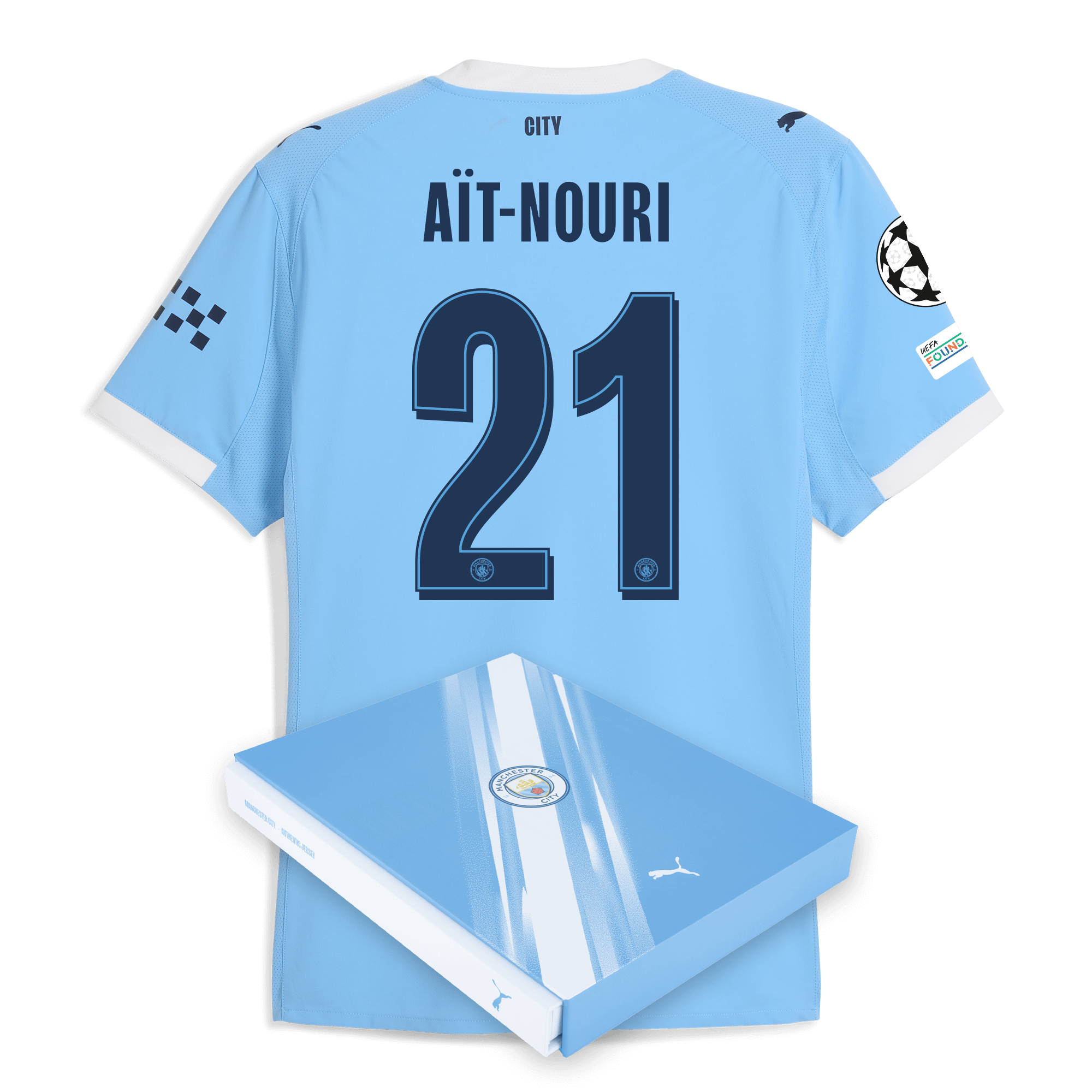 manchester city man city champions league home authentic jersey 202526 with aÏt-nouri 21 printing in gift box Manchester City Shirts | Official Team Gear