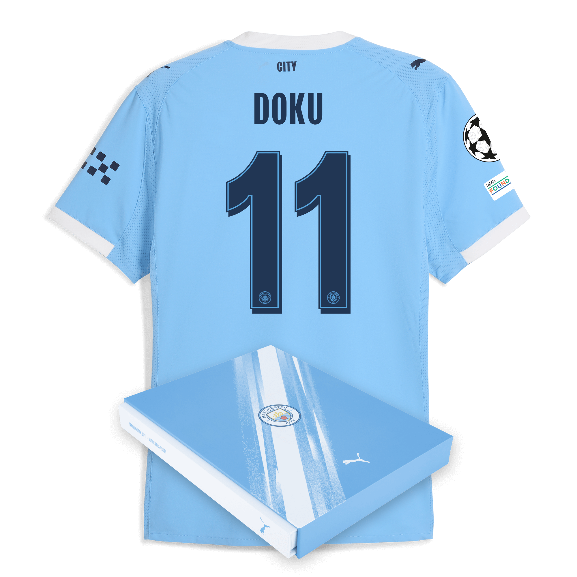 manchester city man city champions league home authentic jersey 202526 with doku 11 printing in gift box Manchester City Shirts | Official Team Gear