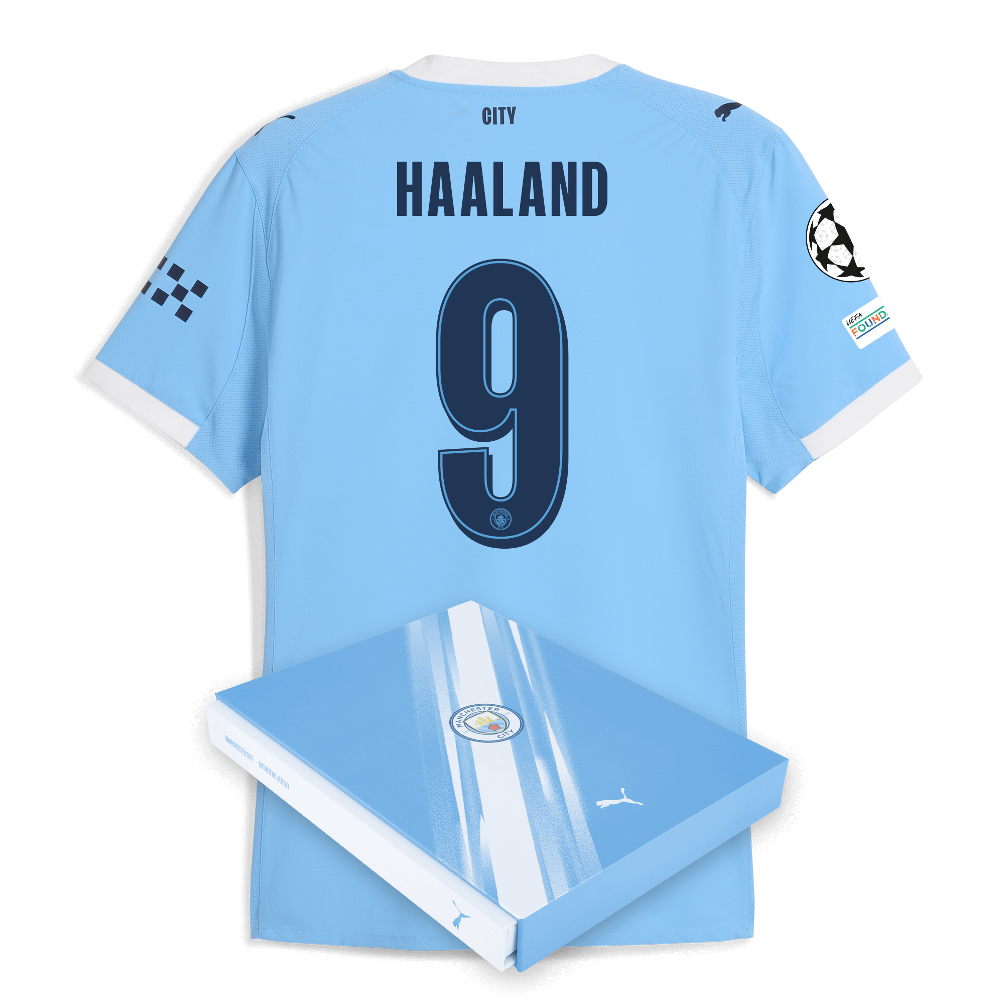 manchester city man city champions league home authentic jersey 202526 with haaland 9 printing in gift box Manchester City Shirts | Official Team Gear