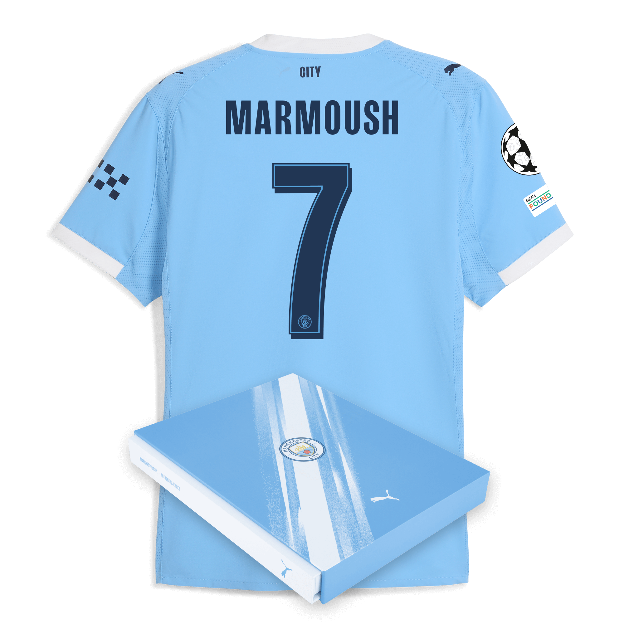 manchester city man city champions league home authentic jersey 202526 with marmoush 7 printing in gift box Manchester City Shirts | Official Team Gear