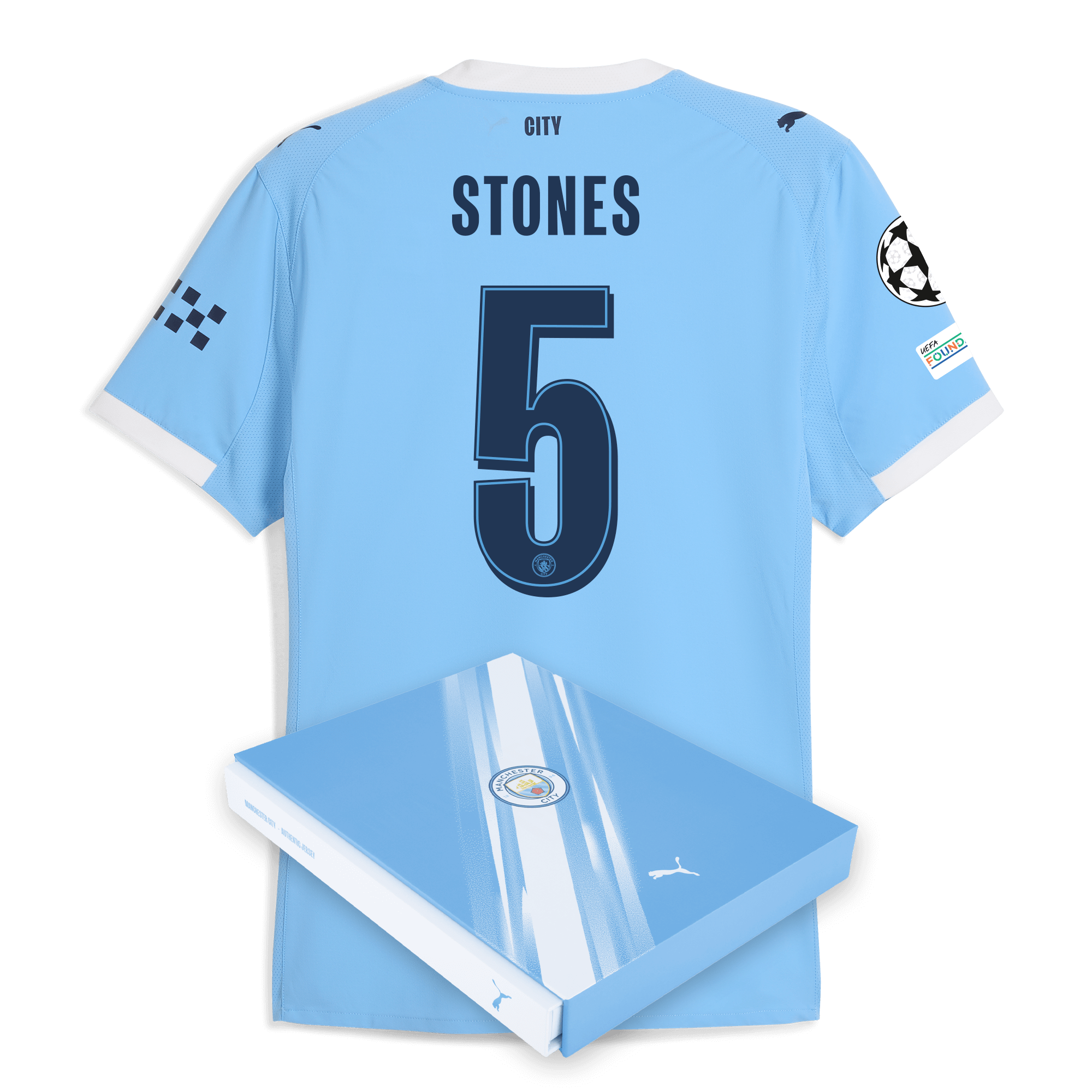 manchester city man city champions league home authentic jersey 202526 with stones 5 printing in gift box Manchester City Shirts | Official Team Gear