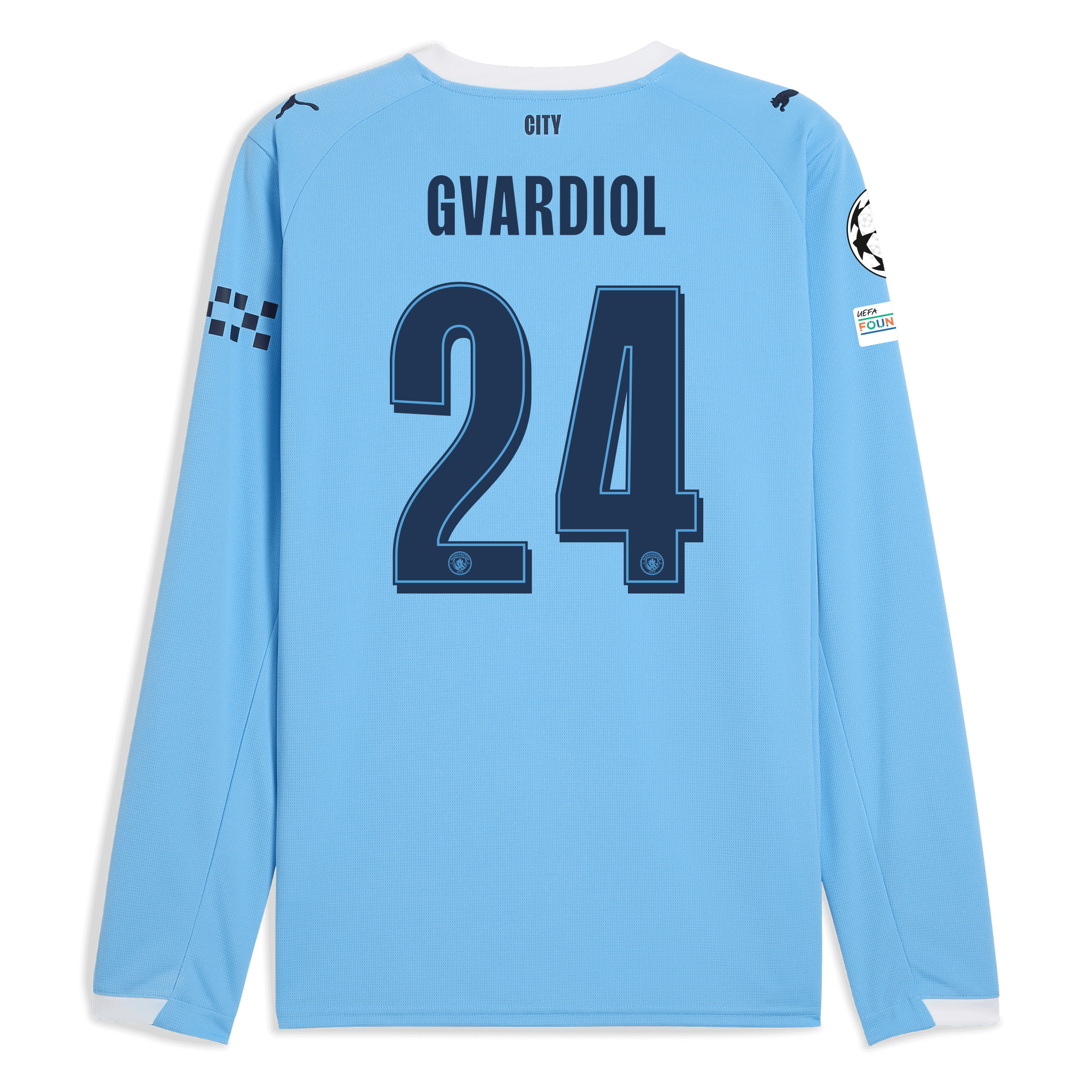 manchester city man city champions league home jersey 202526 long sleeve with gvardiol 24 printing Manchester City Shirts | Official Team Gear