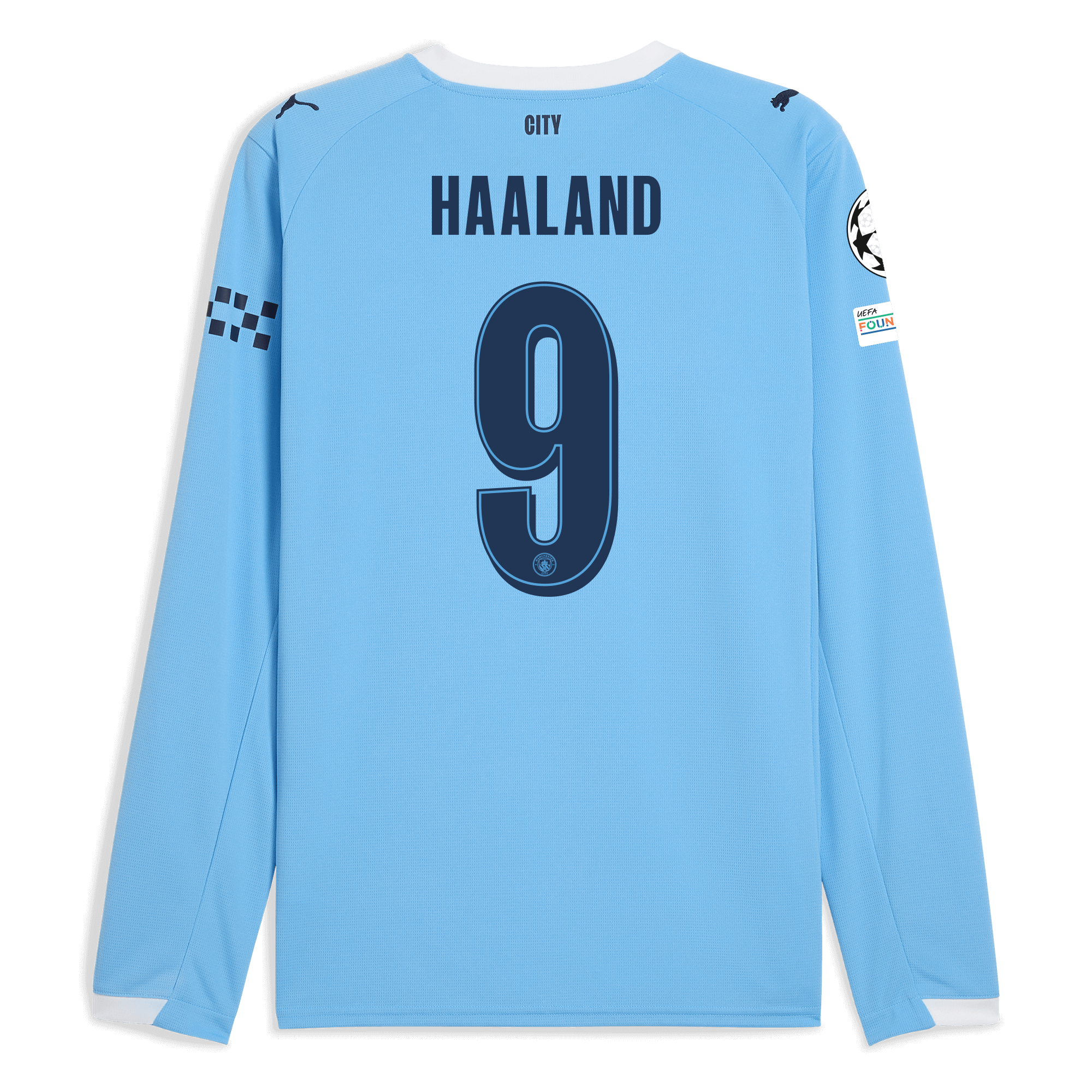 manchester city man city champions league home jersey 202526 long sleeve with haaland 9 printing Manchester City Shirts | Official Team Gear