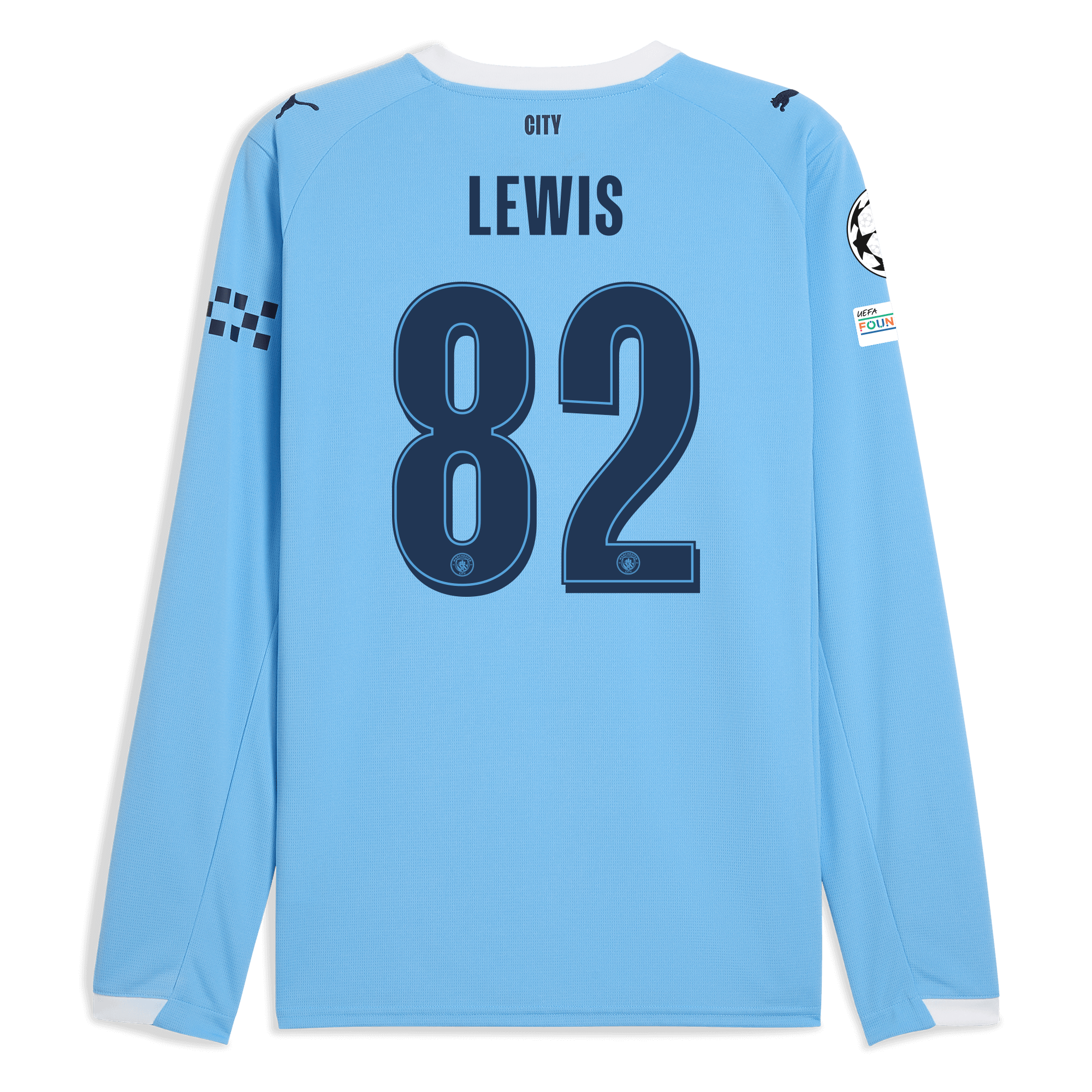 manchester city man city champions league home jersey 202526 long sleeve with lewis 82 printing Manchester City Shirts | Official Team Gear
