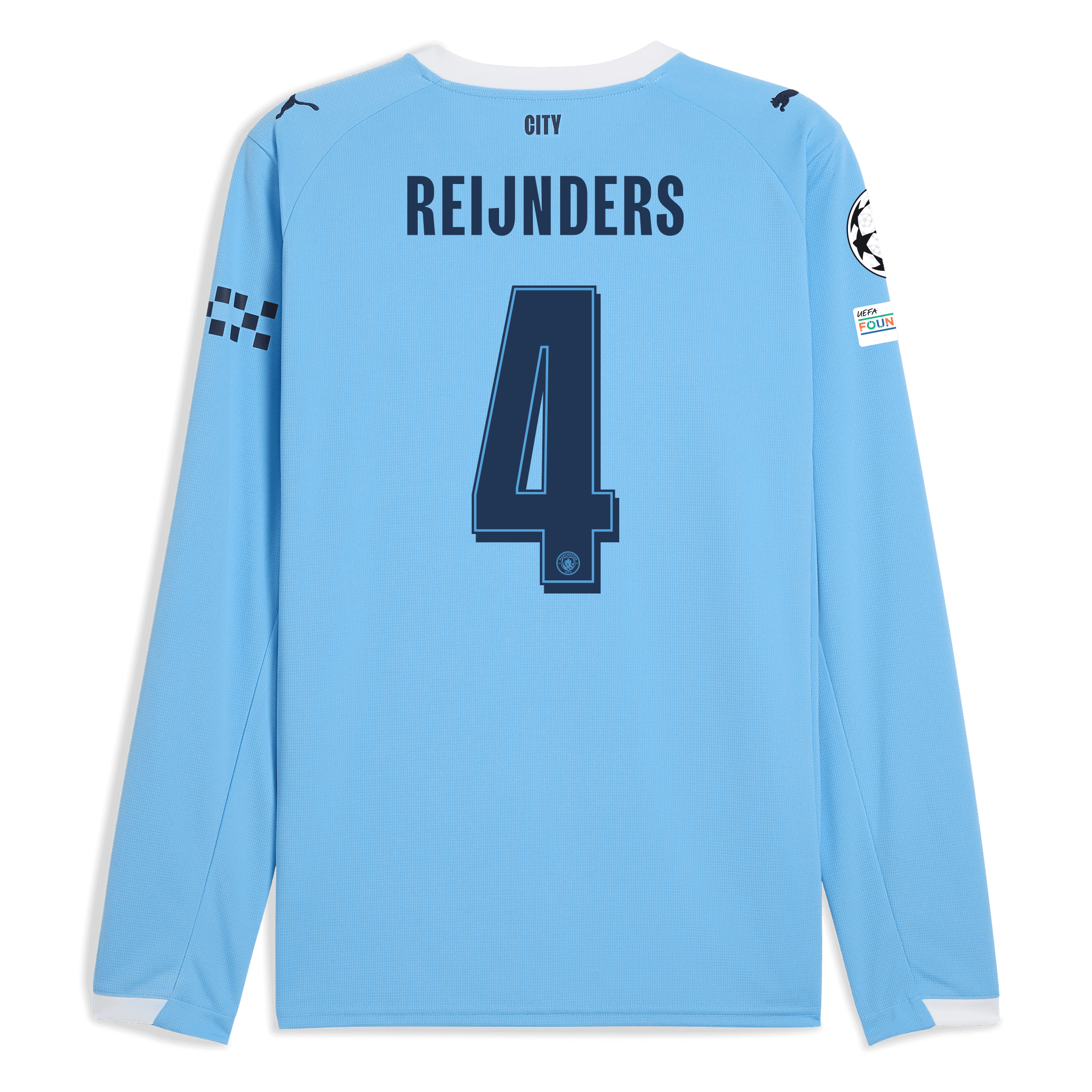 manchester city man city champions league home jersey 202526 long sleeve with reijnders 4 printing Manchester City Shirts | Official Team Gear