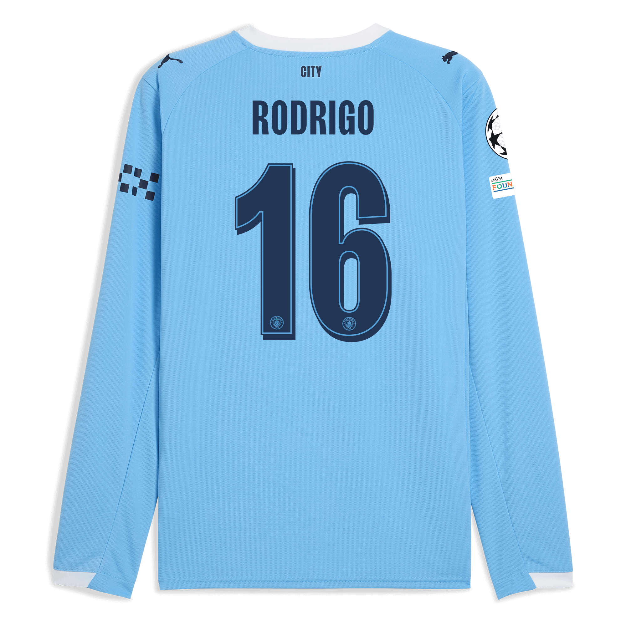 manchester city man city champions league home jersey 202526 long sleeve with rodrigo 16 printing Manchester City Shirts | Official Team Gear