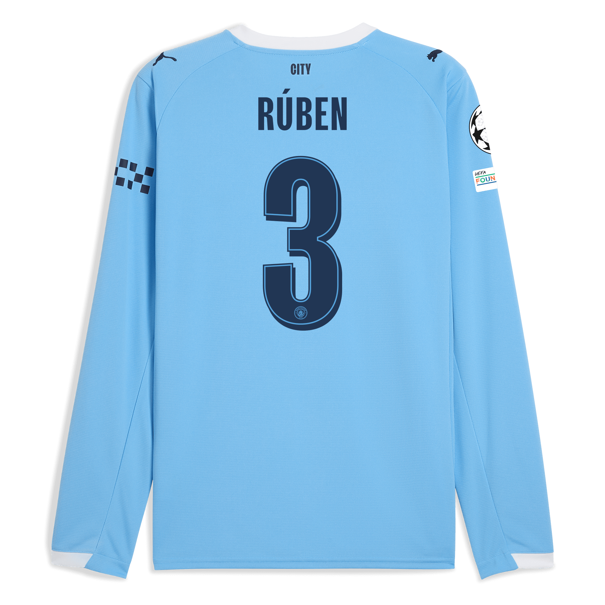 manchester city man city champions league home jersey 202526 long sleeve with rÚben 3 printing Manchester City Shirts | Official Team Gear