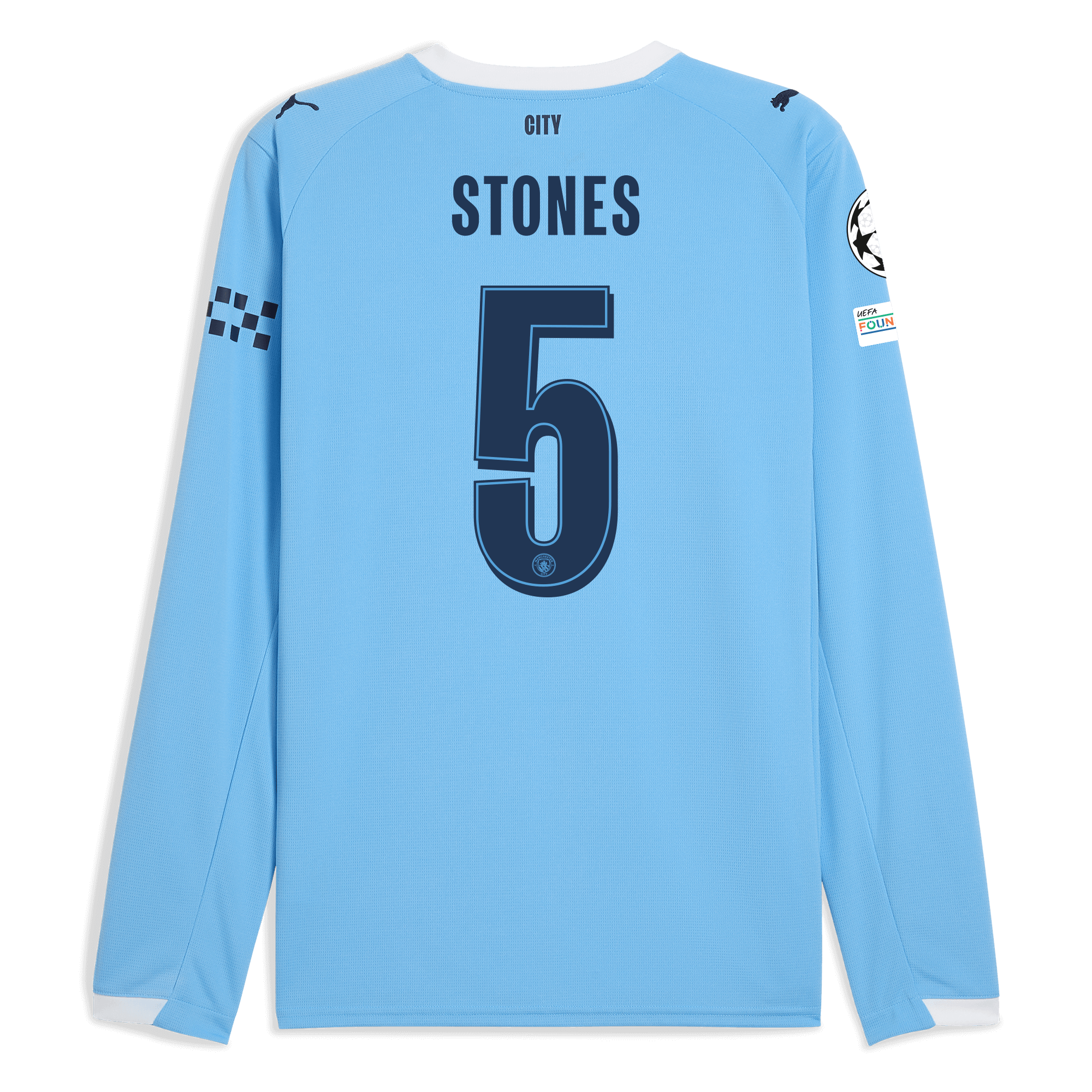 manchester city man city champions league home jersey 202526 long sleeve with stones 5 printing Manchester City Shirts | Official Team Gear
