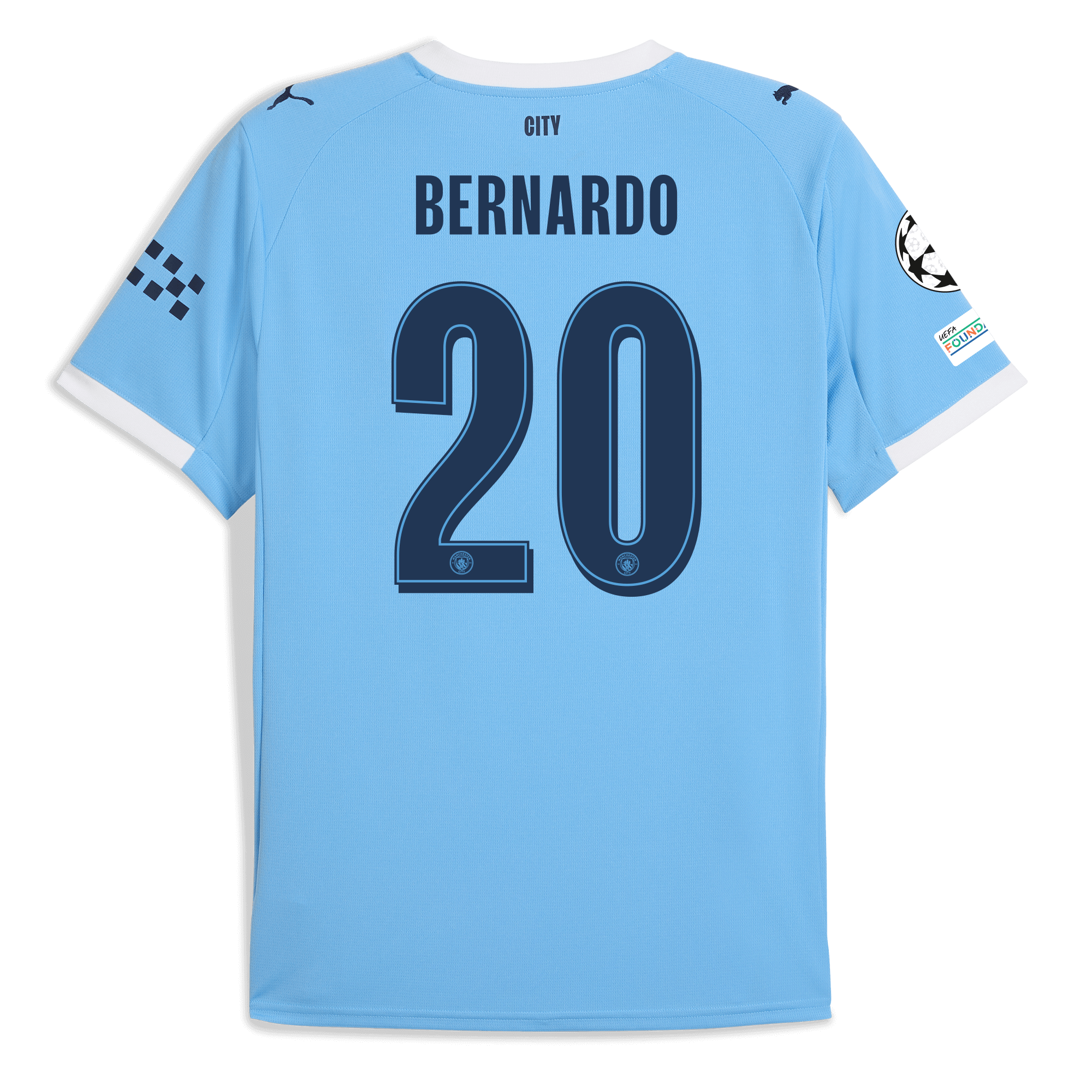manchester city man city champions league home jersey 202526 with bernardo 20 printing Manchester City Shirts | Official Team Gear