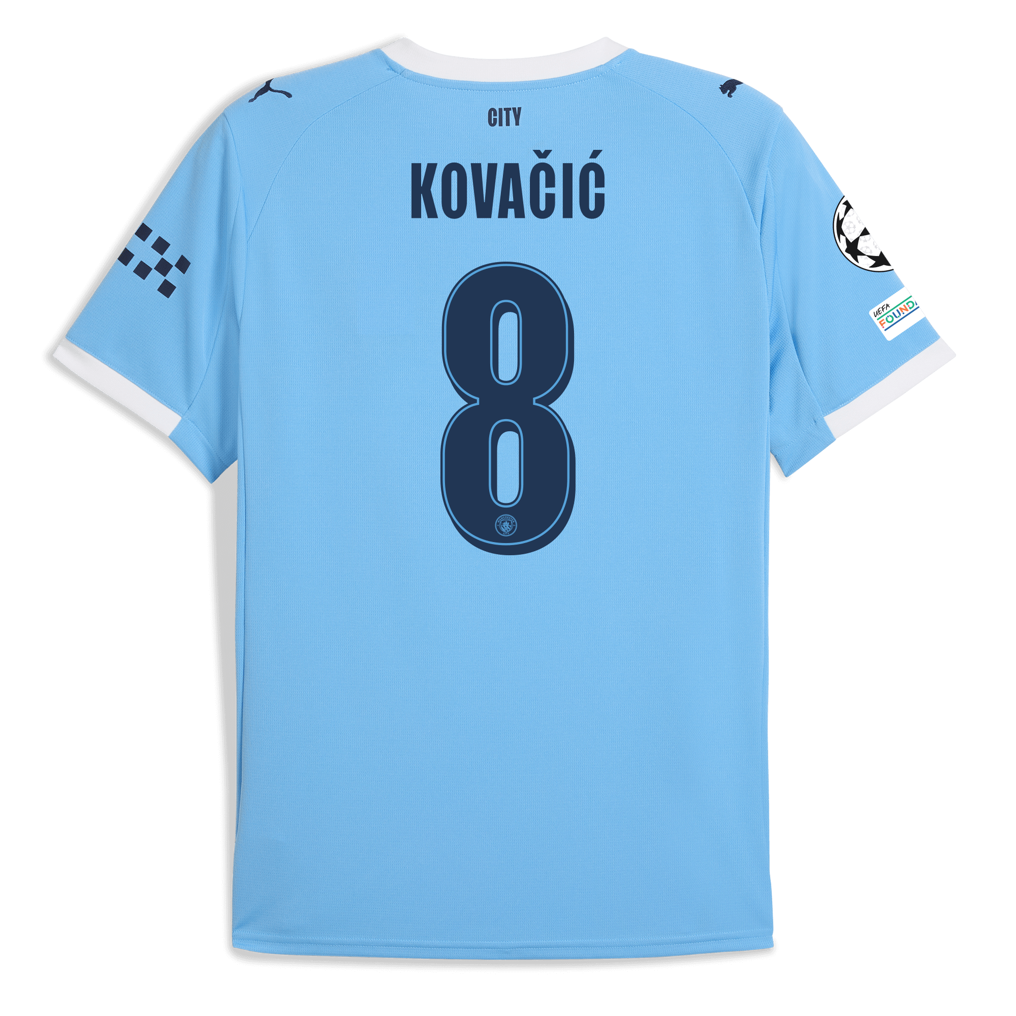 manchester city man city champions league home jersey 202526 with kovaČiĆ  8 printing Manchester City Shirts | Official Team Gear