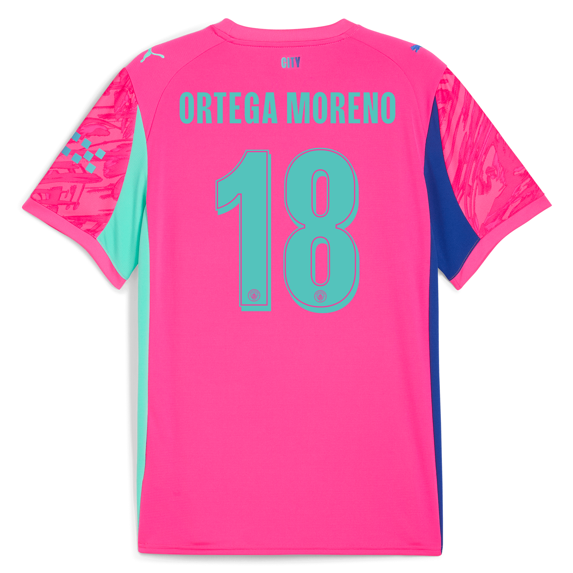 manchester city man city goalkeeper jersey pink 202526 with ortega moreno 18 printing Manchester City Shirts | Official Team Gear