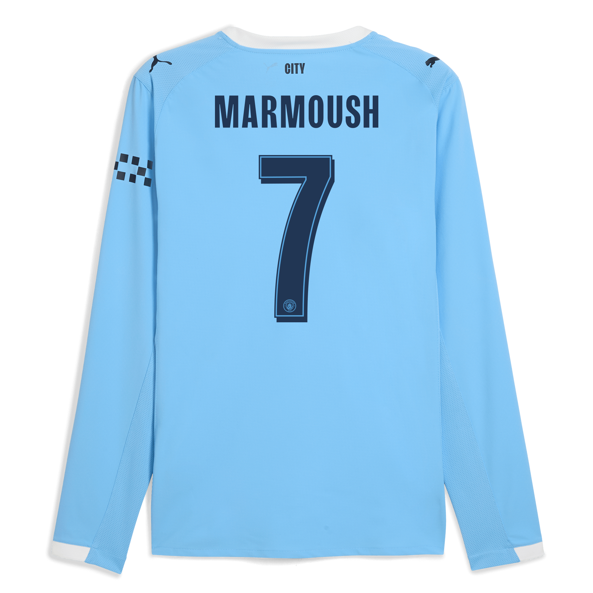 manchester city man city home authentic jersey 202526 long sleeve with marmoush 7 printing Manchester City Shirts | Official Team Gear