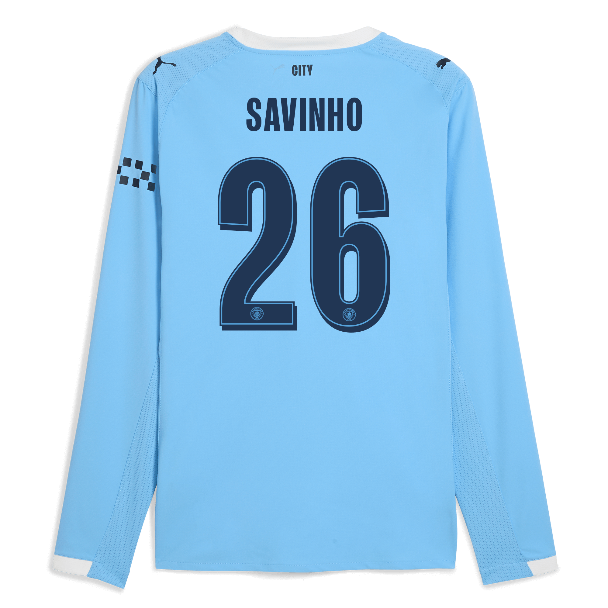 manchester city man city home authentic jersey 202526 long sleeve with savinho 26 printing Manchester City Shirts | Official Team Gear